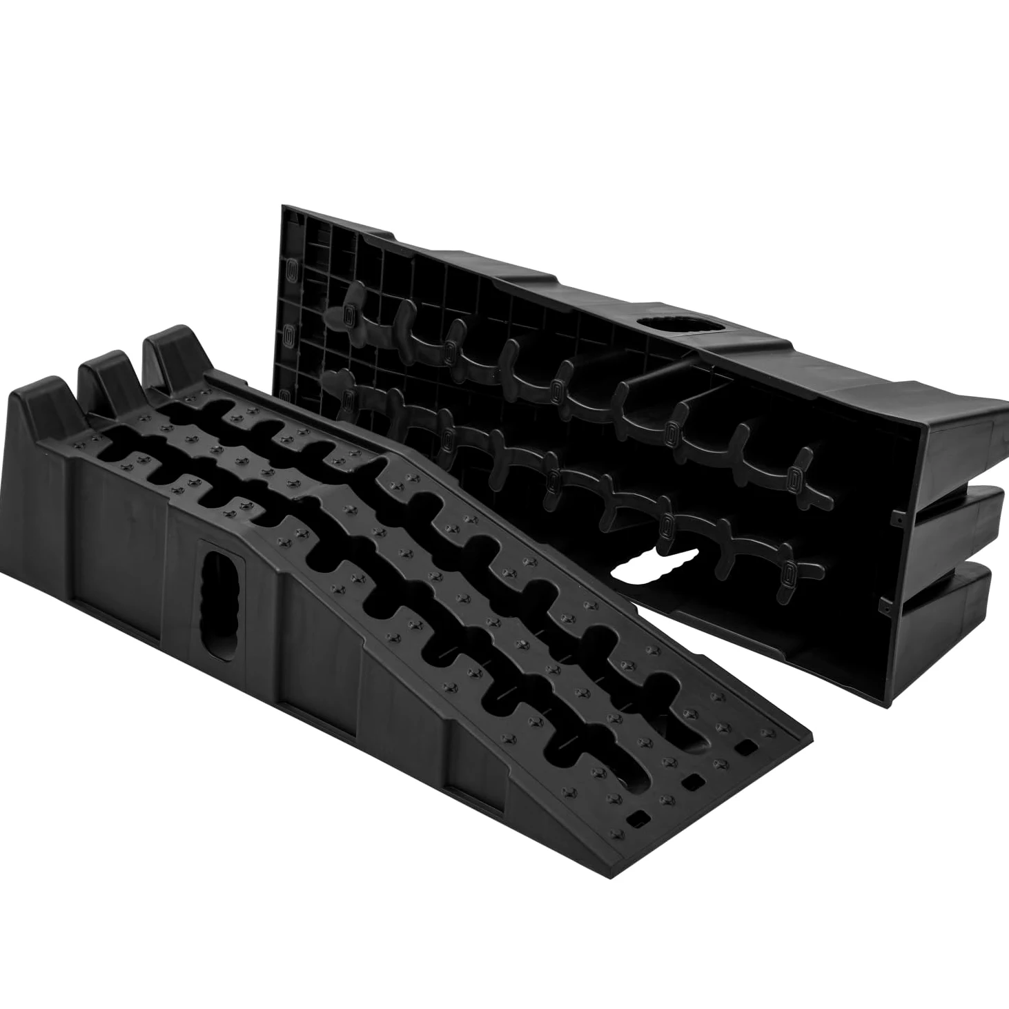 KATSU Tools 2 Piezas Rampas de Plástico para Coche, Apilables, 5 Ton Capacidad, Rampas de Garaje Resistentes para Caravana Camping Auto Taller Servicio de Coche 161934
