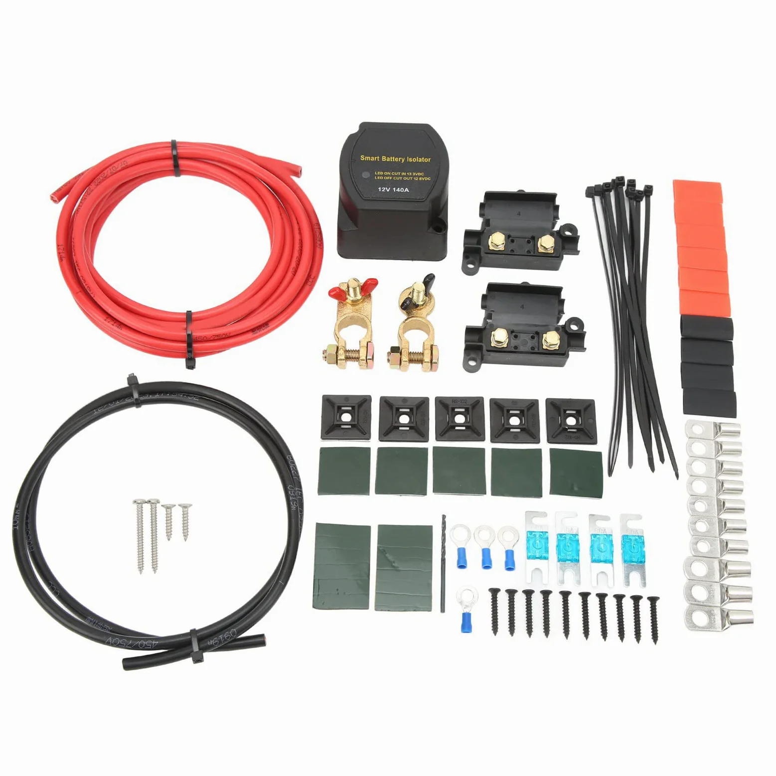 Kit Aislador de Batería Dual de 140 Amperios para Automóviles, Vehículos Recreativos, Camiones y Barcos - Relé Sensible Al Voltaje