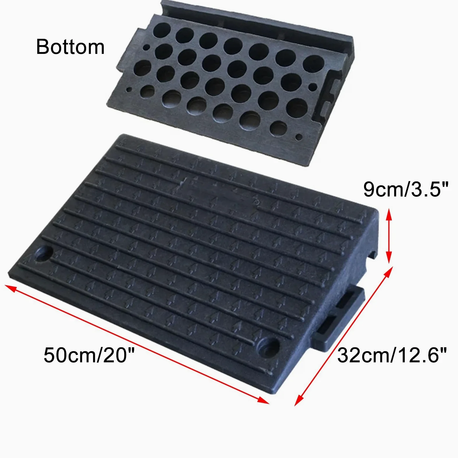 Rampas para Coches Rampa Escalon, de Goma y Plástico, Capacidad de Carga de 3000 kg, para Muelle de Carga Almacén Garaje y Acera(50x32x9cm/20x12.6x3.5in)