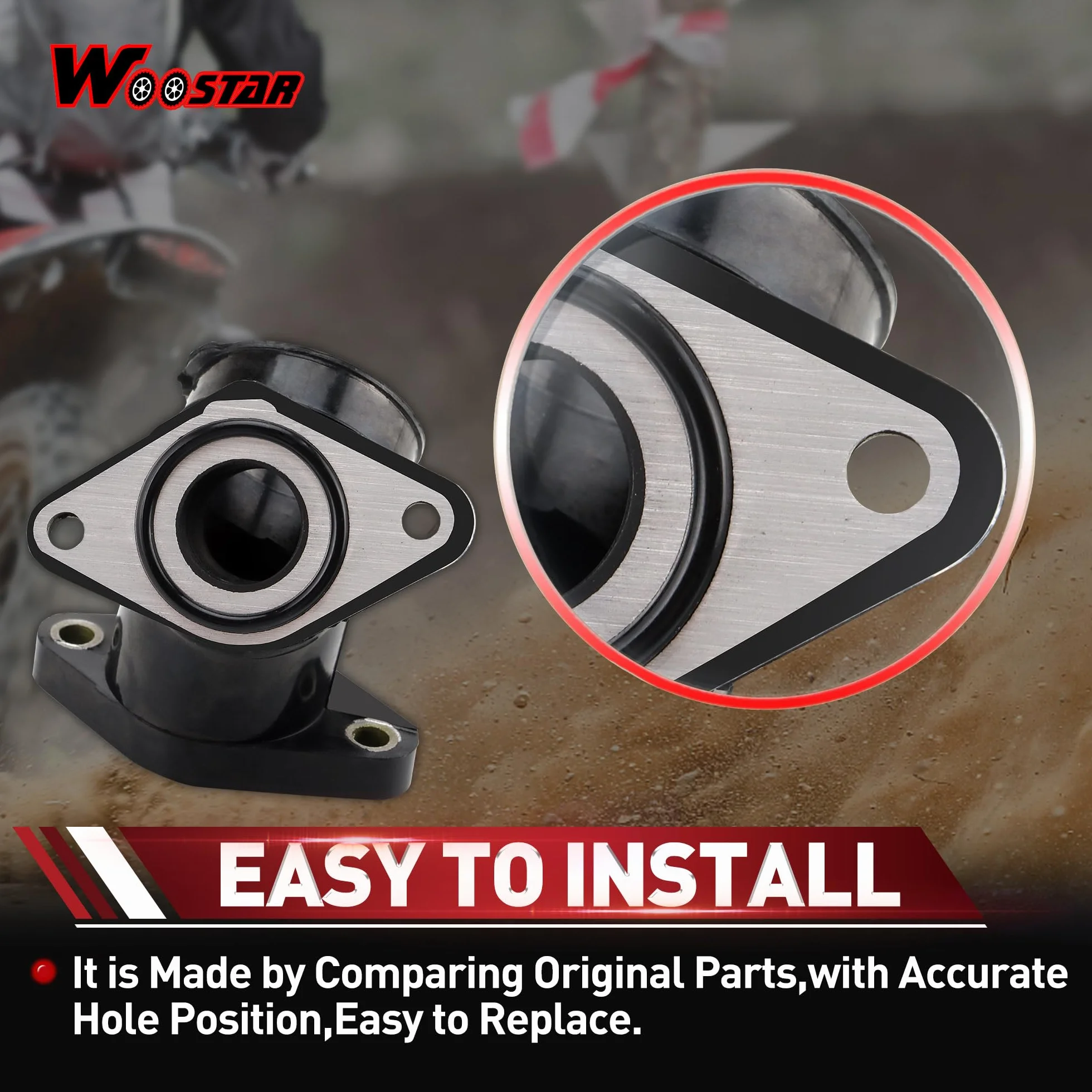 WOOSTAR Carburador Tubo Colector de Admisión Reemplazo para XV 125 Virago XV 240 V Star 250 Motocicleta OEM #2UJ-13586-00 OEM #4RF-13586-00 OEM #4RF-13586-01