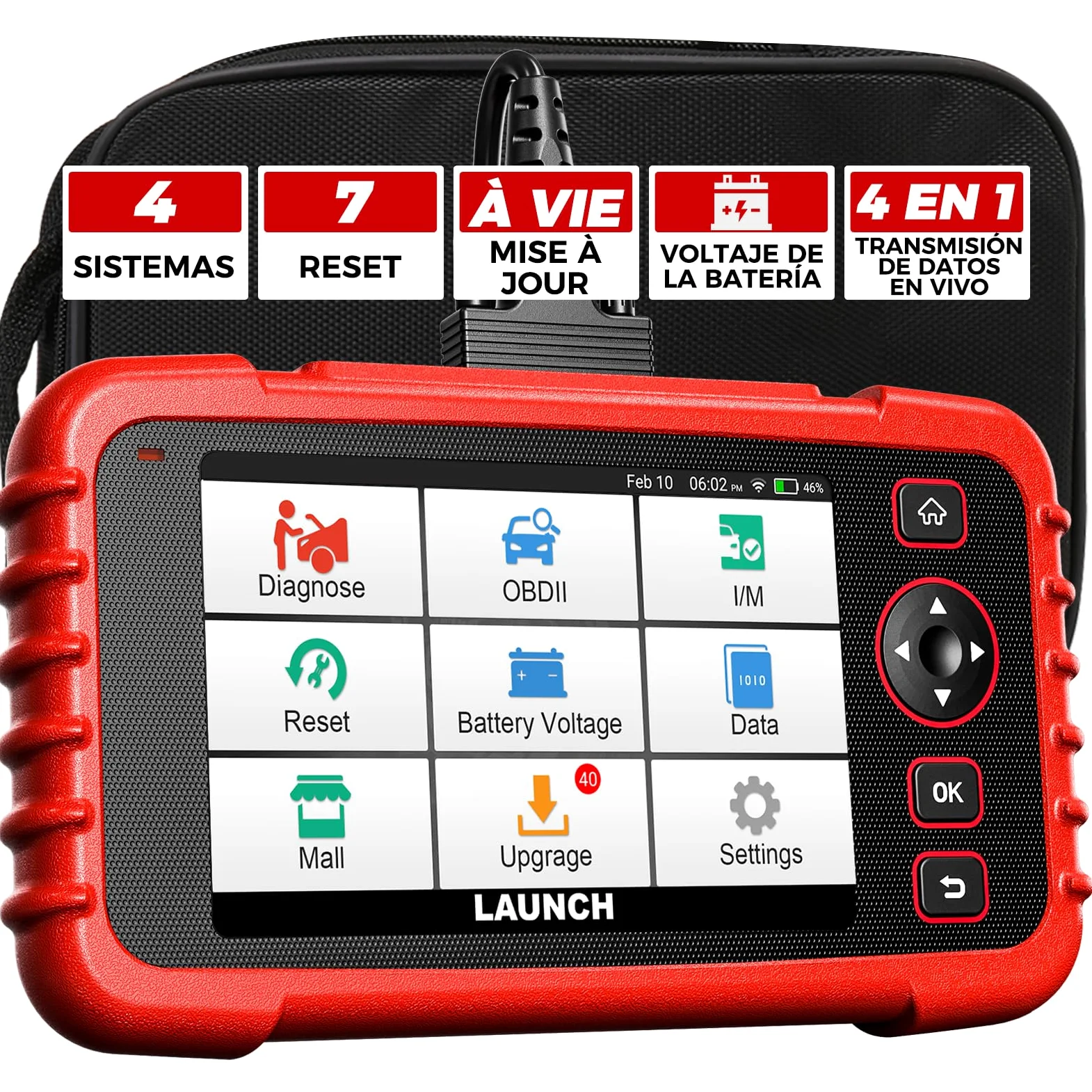 LAUNCH CRP123X V3.0 - OBD2 Diagnosis Coche Multimarca Profesional - Escáner 4 Sistemas, Reset EPB/DPF/Aceite, SAS/BMS/TPMS, Test de Batería, Lectura Vin con ACTUALIZACIONES Gratis DE por Vida