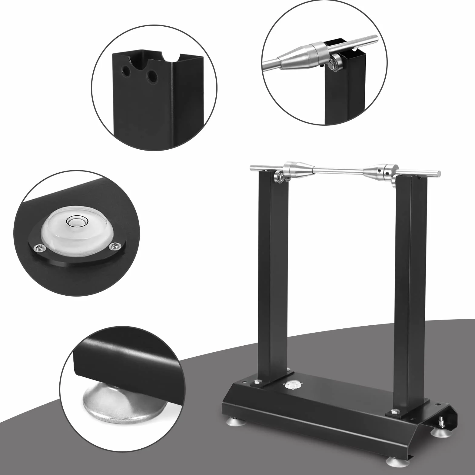 UISEBRT Equilibrio para ruedas de motocicleta, caballete de motocicleta, neumáticos de motocicleta, máquina de equilibrado de llantas, máquina equilibradora de ruedas con conos ajustables y nivel de