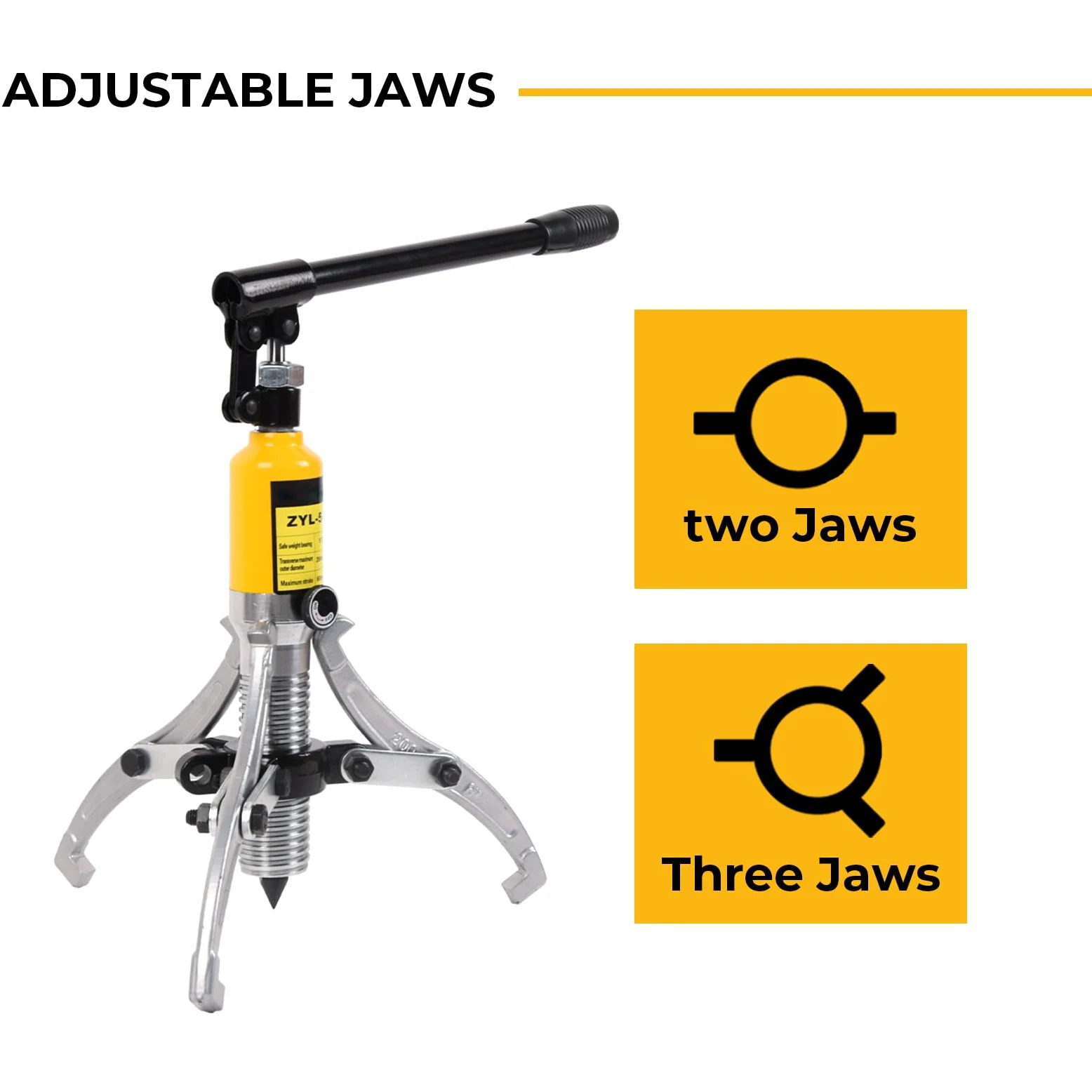 Extractor de engranajes hidráulicos de mandíbula de 8 pulgadas, capacidad máxima de 5 toneladas, separador de buje de rodamiento ajustable de 2 o 3 mandíbulas, vertical y horizontalmente,