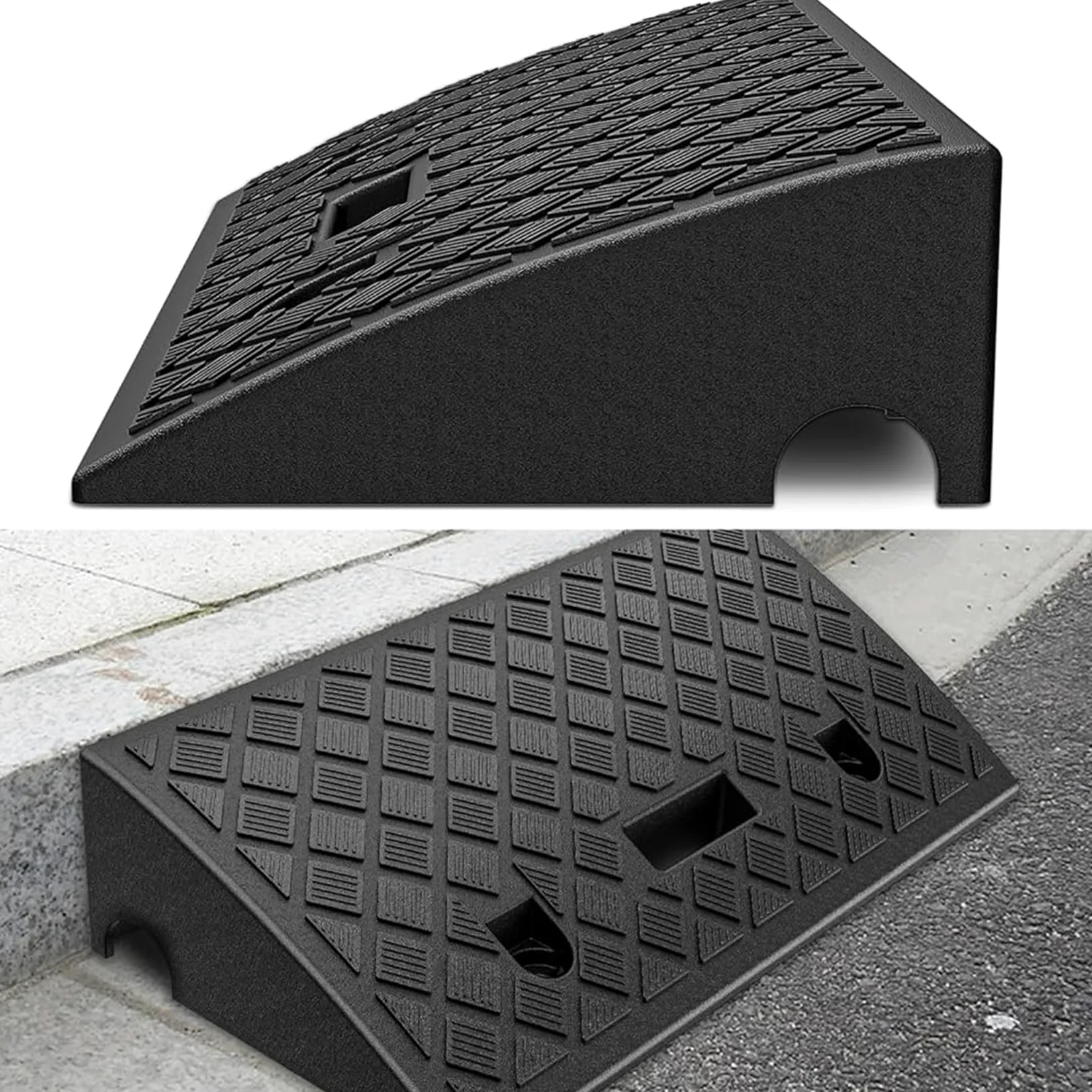 Rampa Portátil para Acera,Rampa para Silla de Ruedas,Rampa para Coche-para Cortacésped,Scooter, Motocicleta,Carga de 3300 Libras,Paquete de 2, 19,3 x 10,4 x 4,2 Pulgadas