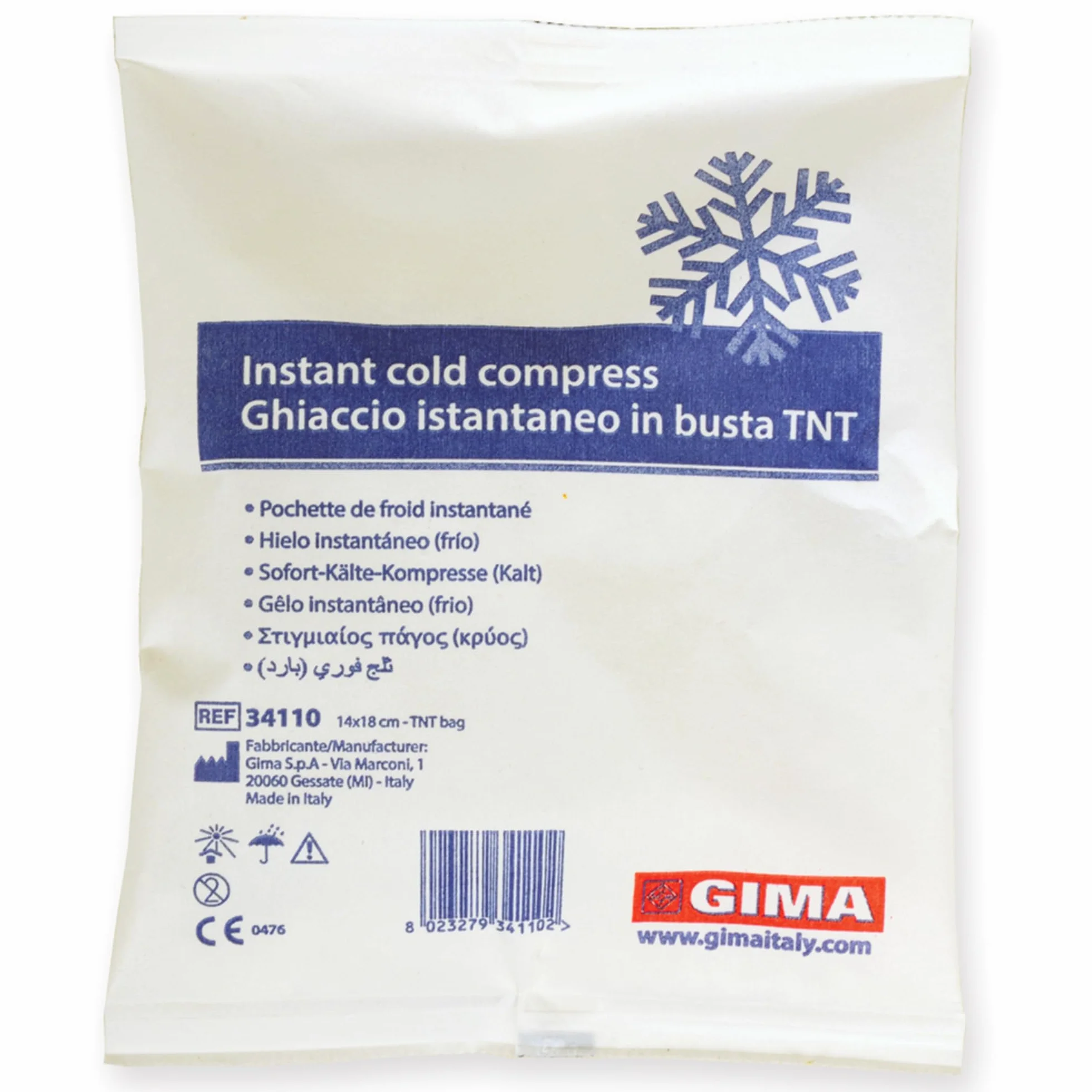 GIMA Hielo instantáneo en bolsa no tejida para crioterapia, traumatismos e hinchazón 34110