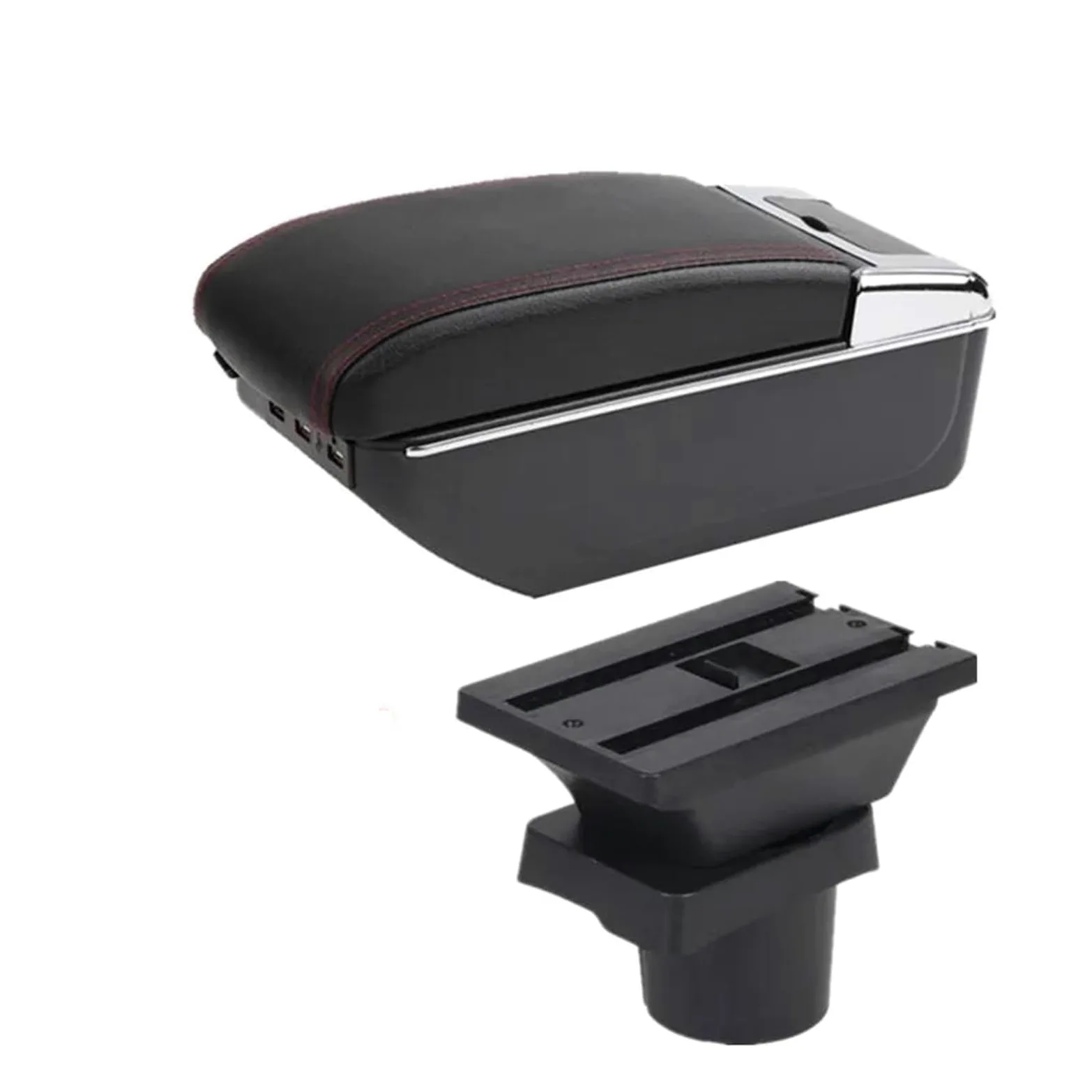 centro consola organizador caja Para MINI Para Cooper R50 R52 R53 R56 R57 R58 F55 F56 F57 Compartimento Reposabrazos Coche Accesorios Almacenamiento Central(D red line 7USB)