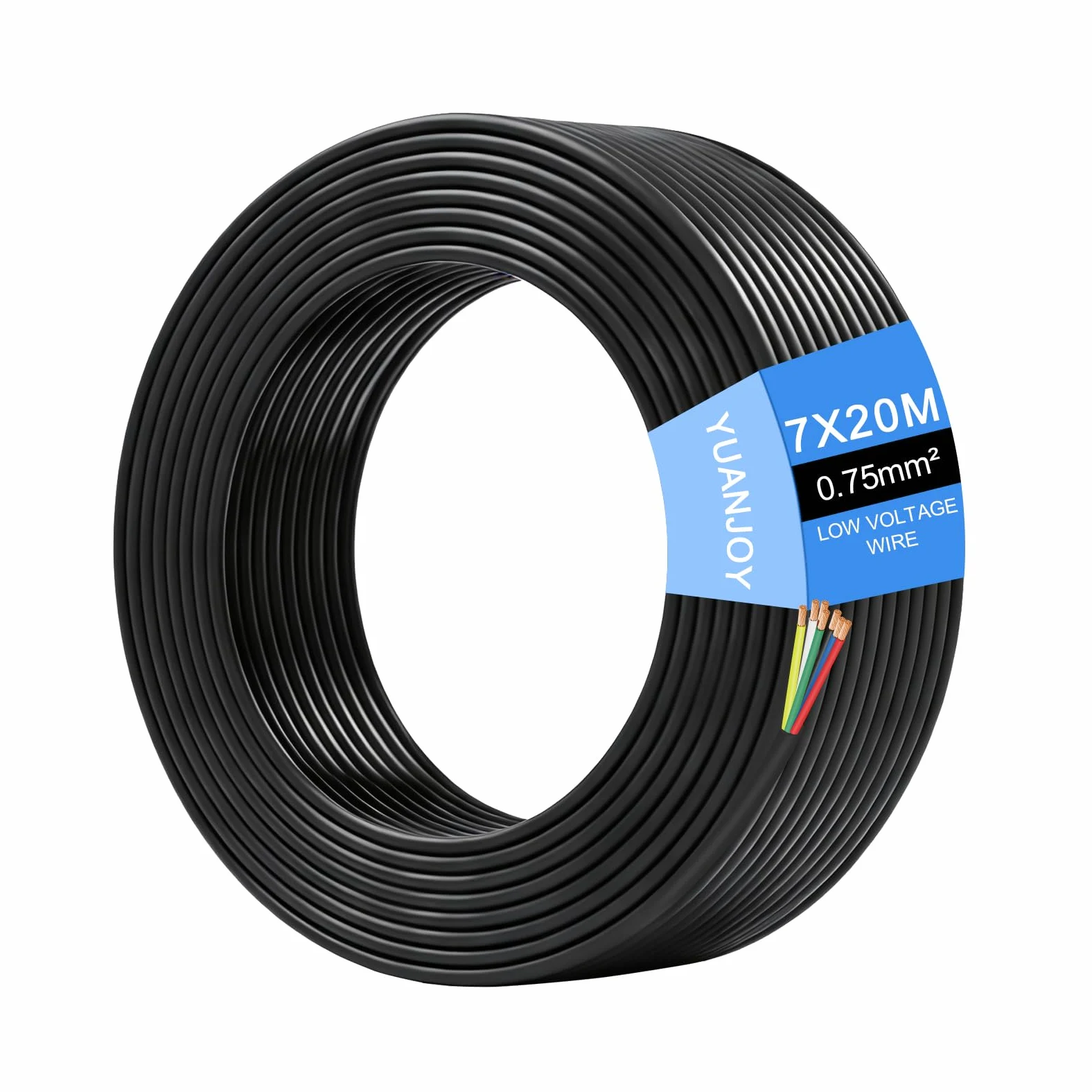 Cable para Auto 7 Conductores 0,75mm² 20 Metros Multiconductor Remolque Negro