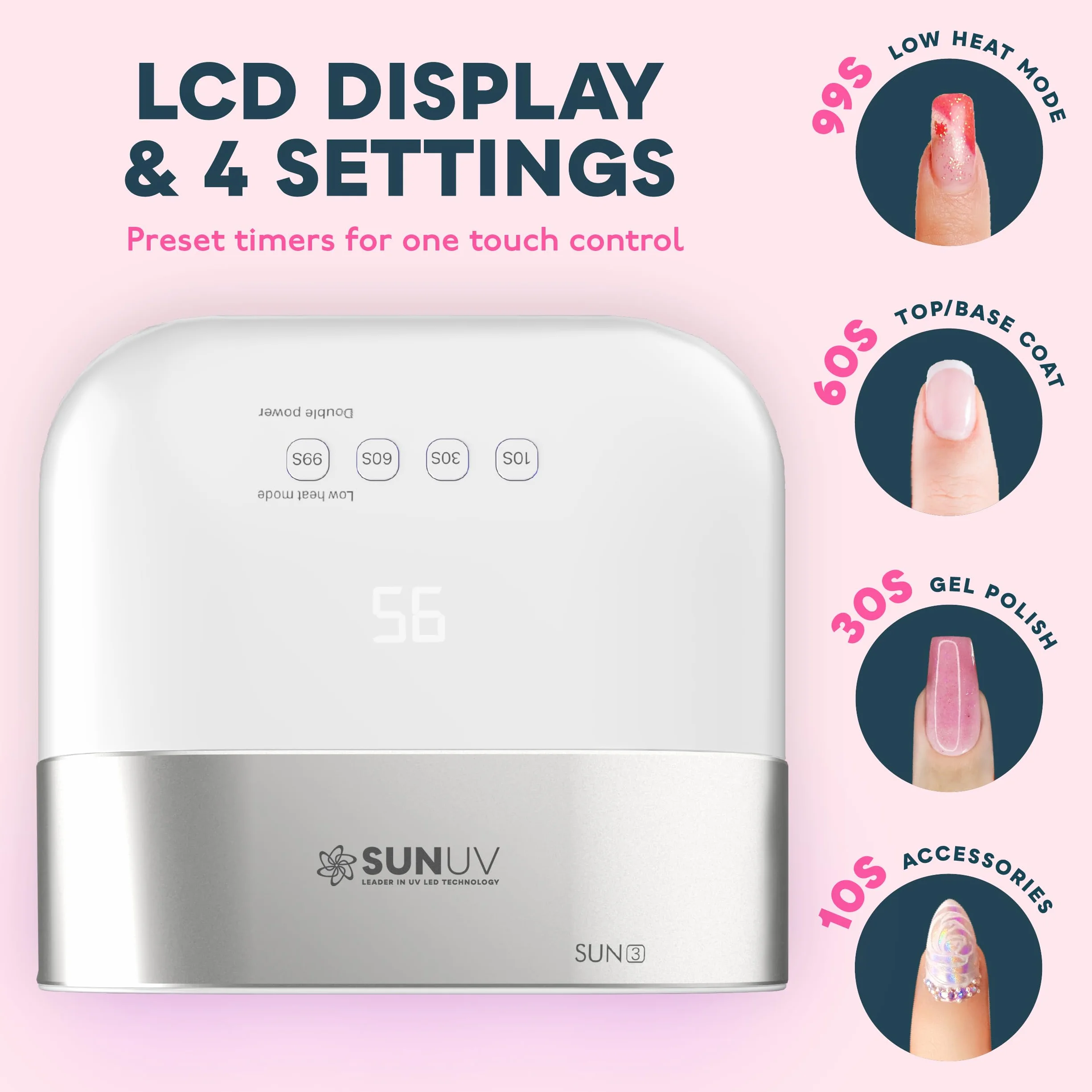 SUNUV Lámpara LED UV Uñas Profesional Secador Gel Luz Curado con Sensor Automático y Pantalla LCD
