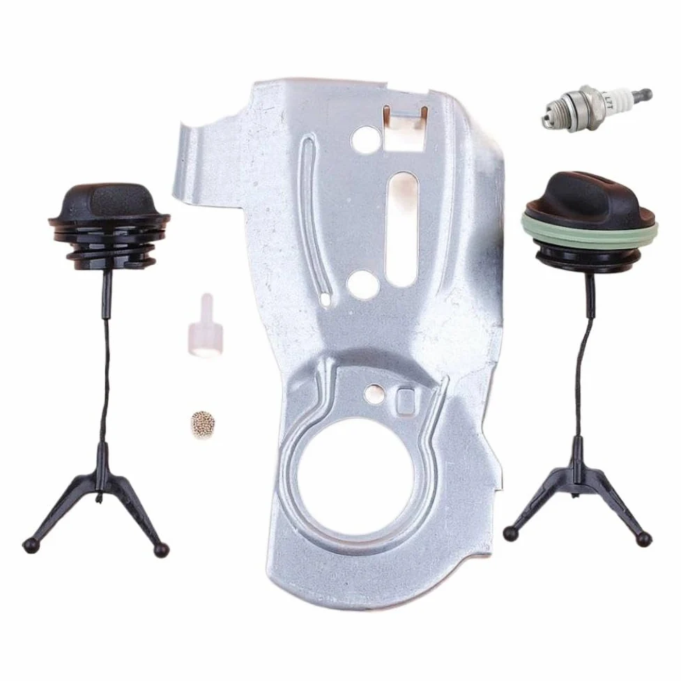 Kit de tapa de aceite de combustible con respiradero de ventilación de tanque de placa de bomba de aceite Compatible con modelos de motosierra 340 345 350 2150 2145 2141