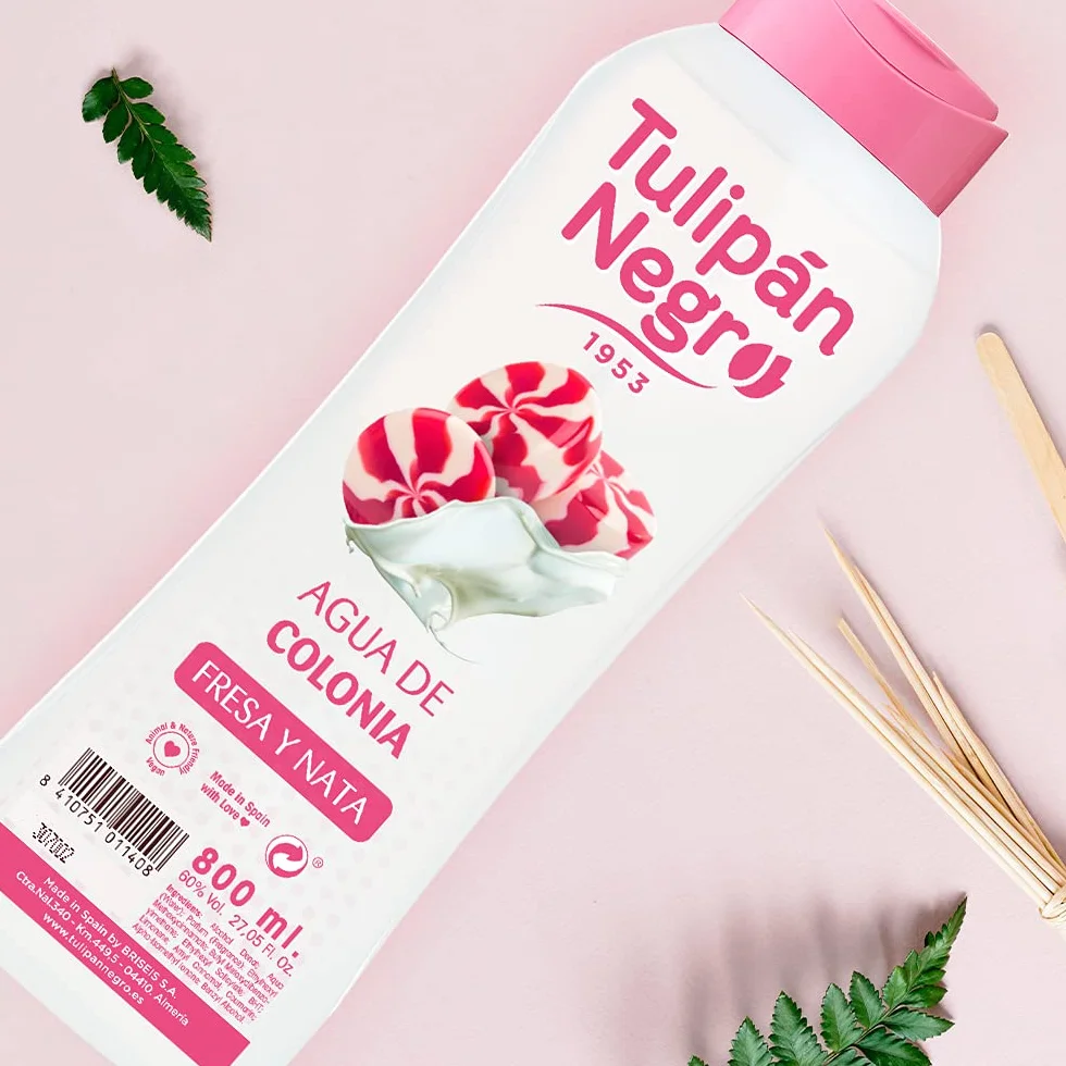 Tulipán Negro Agua de Colonia Fresa y Nata 800 ml Fragancia Dulce Cremosa Unisex