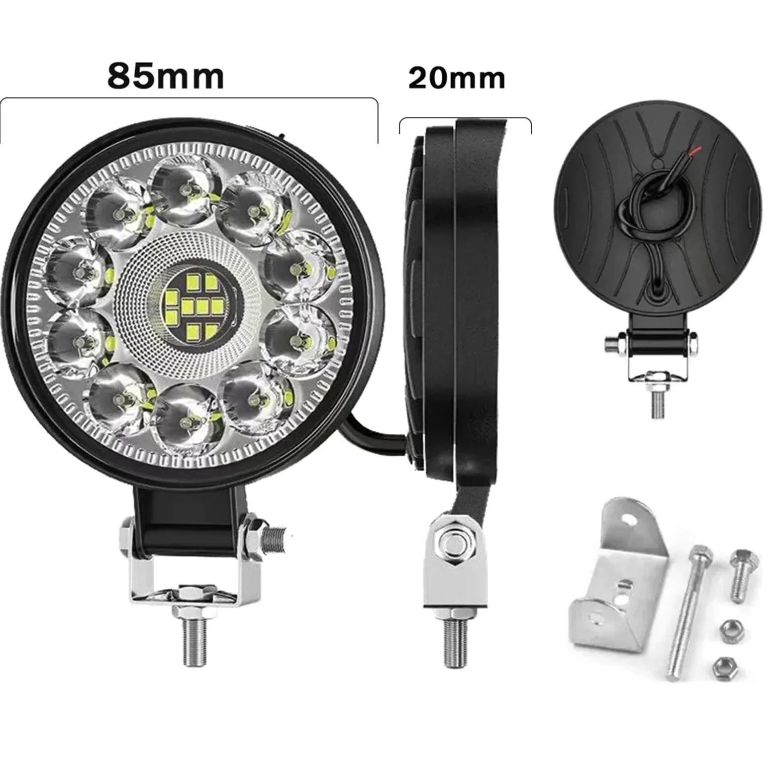 luz conducción Luz LED De Trabajo Para Coche Modelo 3 ''reflector Redondo 21LED Auxiliar Modificación Vehículo Todoterreno 24V Búsqueda