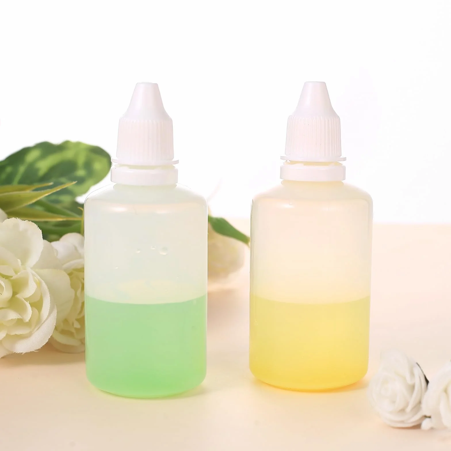 Paquete 20 botellas líquido 50 ml cuentagotas vacías dosificadoras plástico aceites esenciales