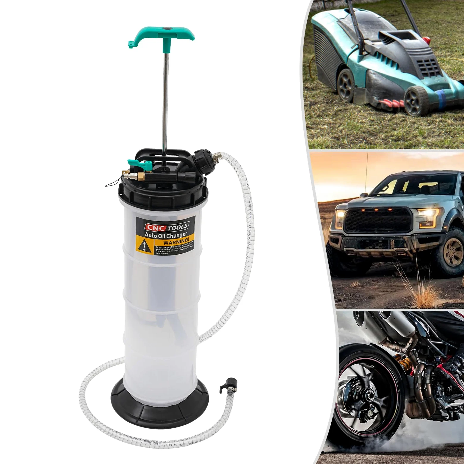 Bomba de aspiración de aceite manual y neumática de 7,5 l con 4 mangueras bombas de succión líquida para líquido de motor y aceite de automóviles