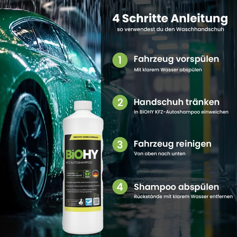 BiOHY Manopla de lavado de microfibra para coche (juego de 6) | Premium Chenille Auto Wash Guante para el cuidado del coche, pintura, llantas y discos | lavable a máquina | Sin pelusas, antiarañazos y