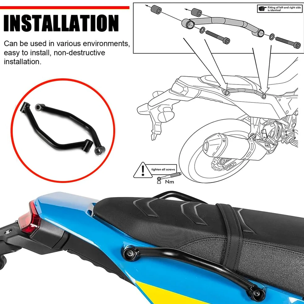 Tenere 700 2019-2024 Moto Reposabrazos para pasajeros Trasero para TENERE 700 2019 2020 2021 2022 2023 2024 T7 Rally XTZ690 XTZ 700 - Negro