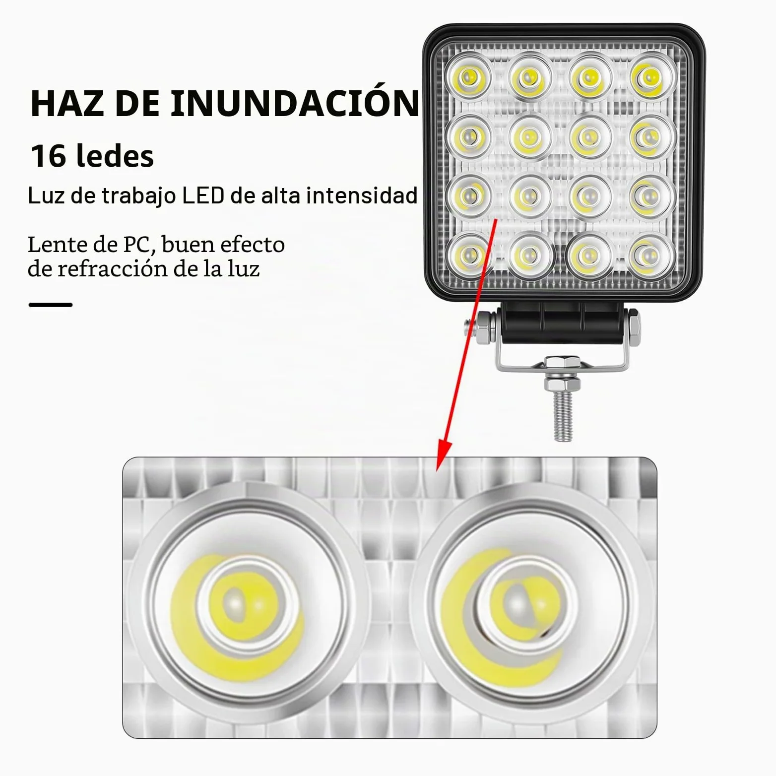 Willpower 2pcs Focos LED Tractor 48W Faro Trabajo Led 10cm Faros de Trabajo Luz Antiniebla Impermeable IP67 Inundación para Camiones Coche Off Road Todo Terreno Pickup ATV SUV Barco 12V 24V