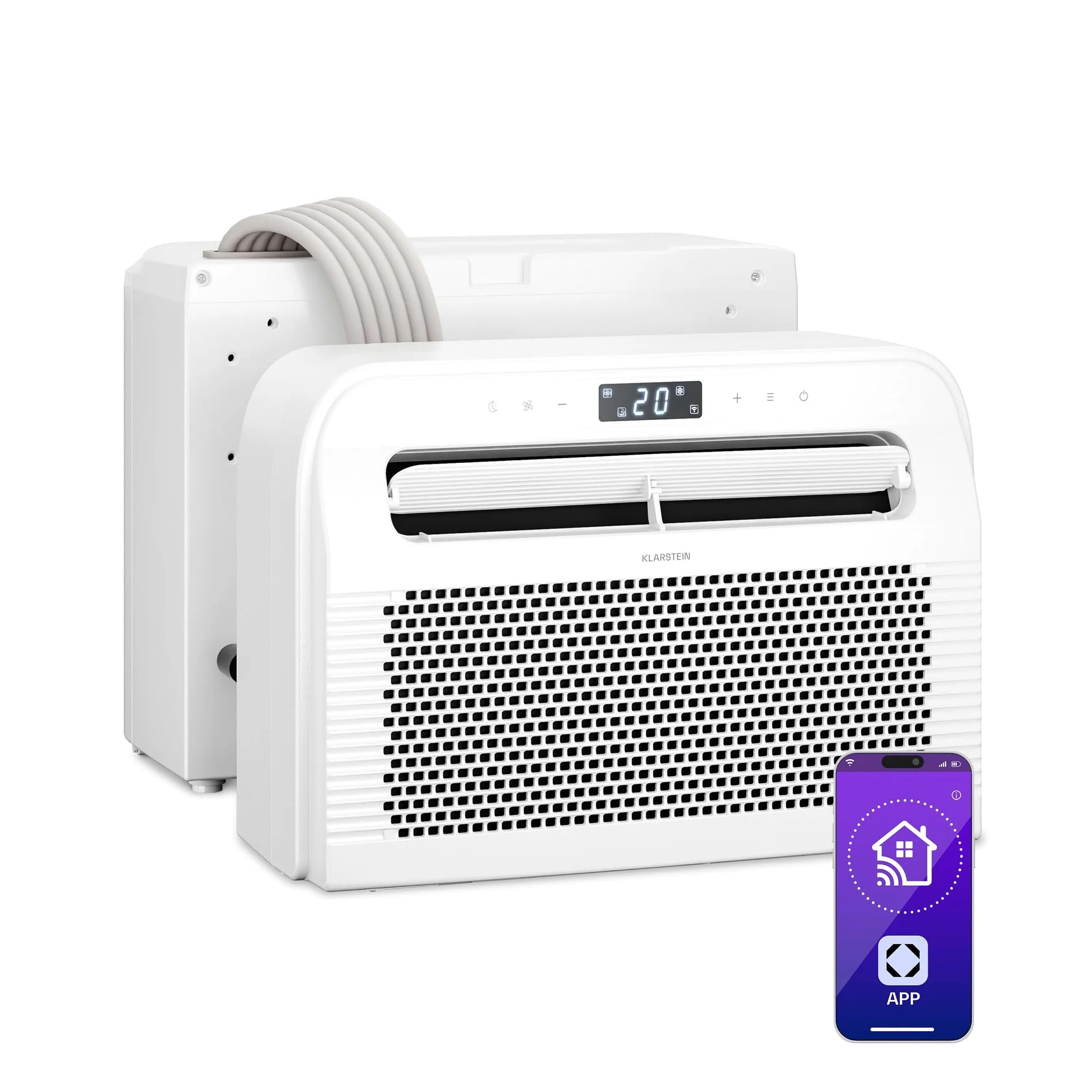 Klarstein Chillavan Aire Acondicionado Portátil 5000 BTU 20 m² Control por App LED 3 en 1 Enfría Deshumidifica Ventila Eficiente A Silencioso