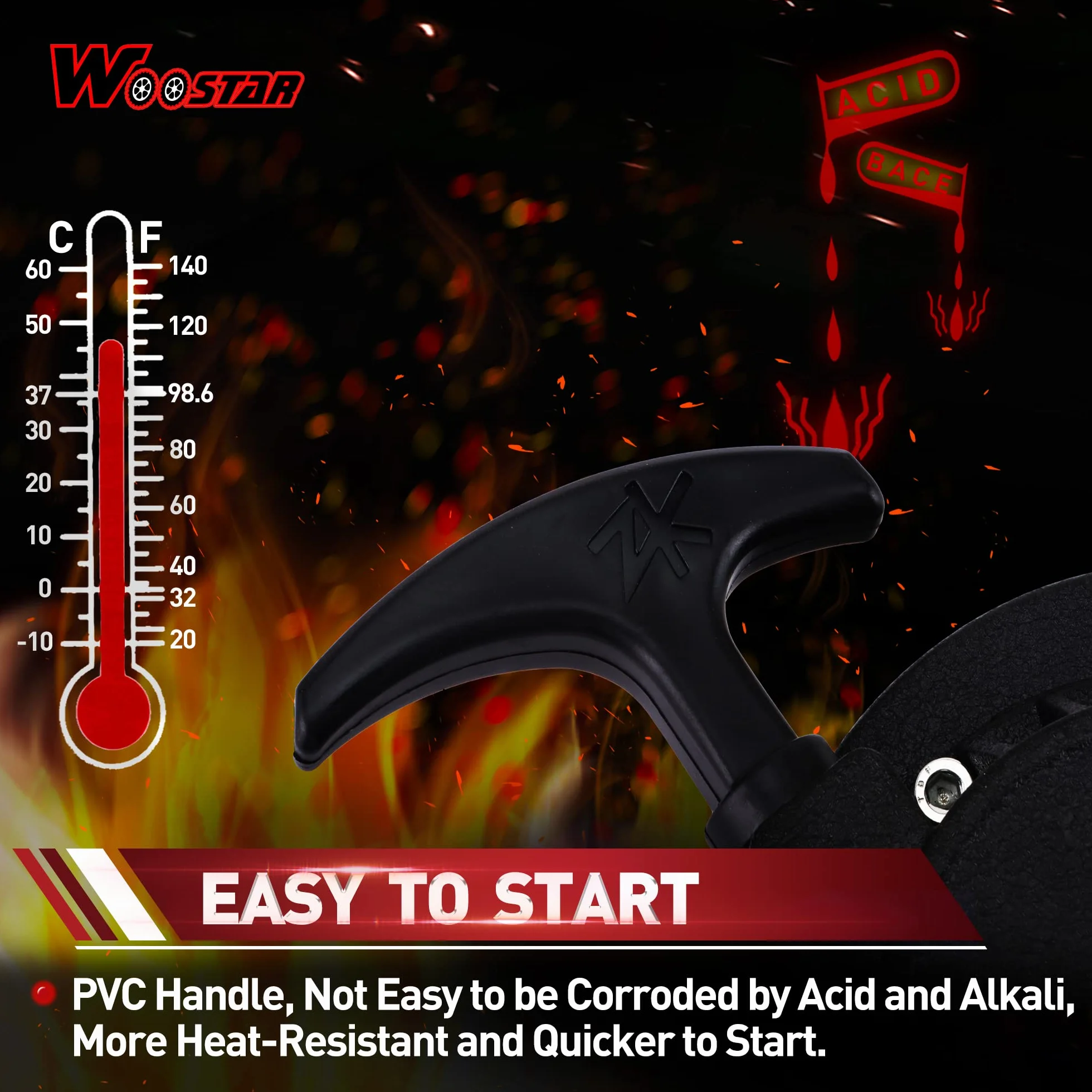 WOOSTAR Arrancador de Retroceso Reemplazo para 47cc 49cc 2 Tiempos Pit Bike ATV Quad Scooter Ciclomotor Negro