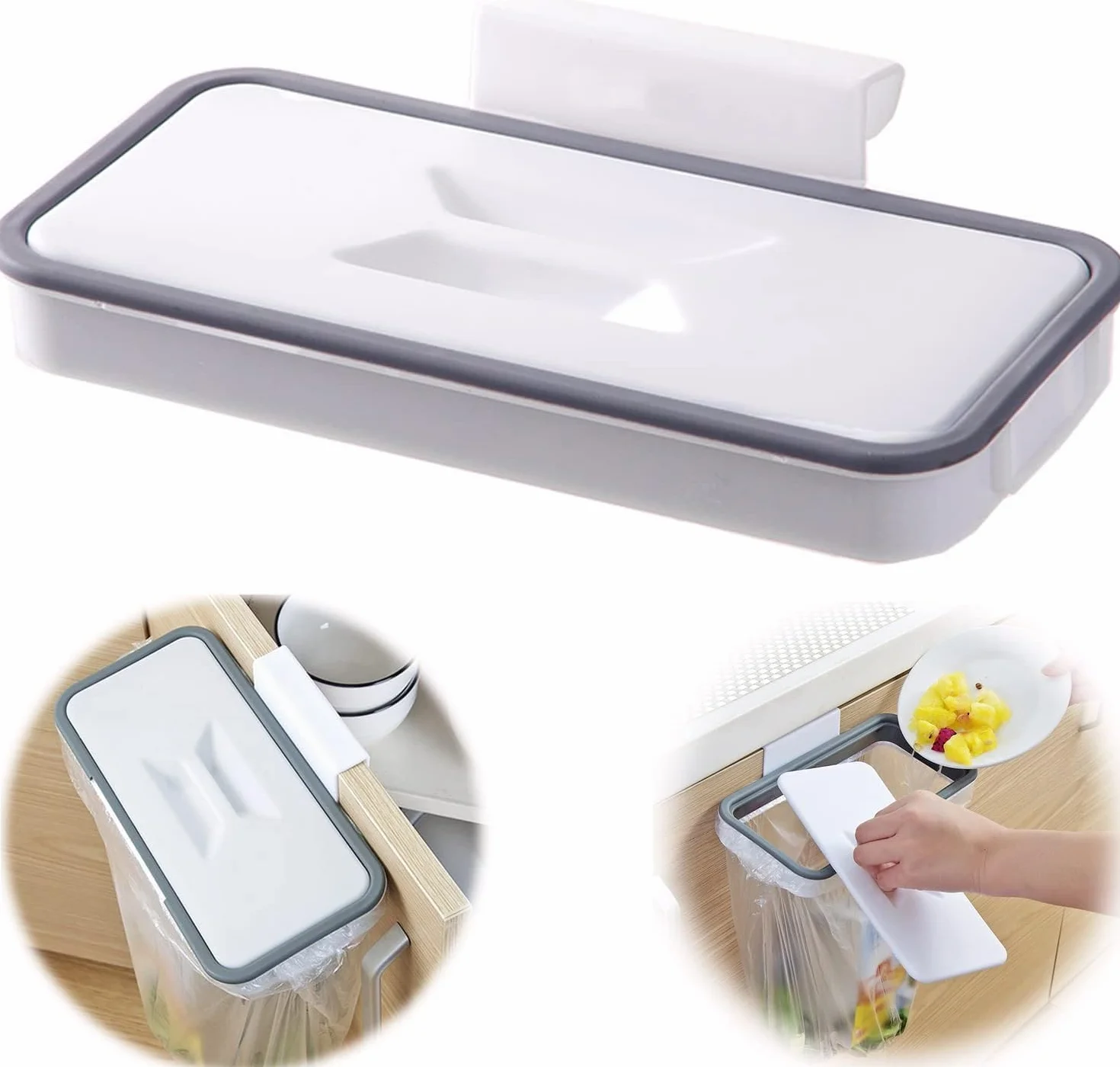 Sujeción para sacos residuos | Colgador para fundas de plástico | Gancho para cubo cajón caravana | Estructura mural para desechos | Contenedor plegable cocina