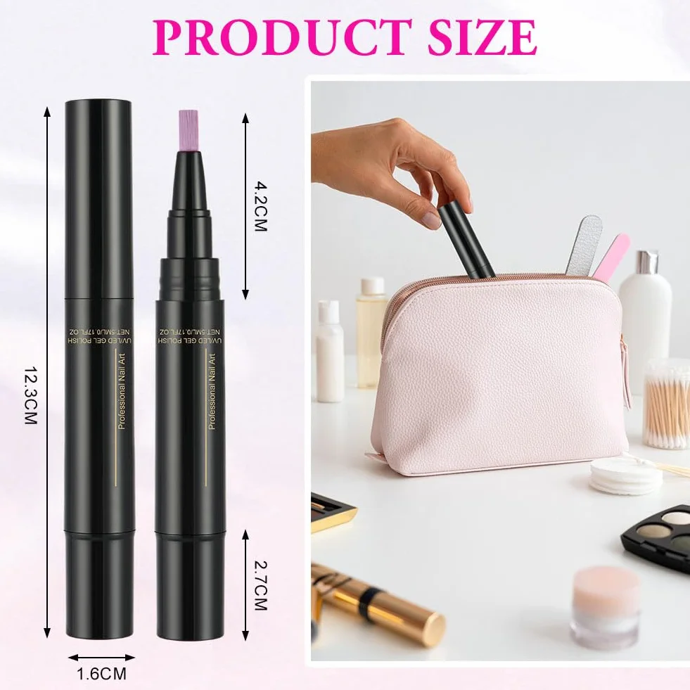 Gel Nail Polish Pen 3 en 1 5 ml * 6 Piezas Quick Dry Lápiz De Esmalte De Uñas
