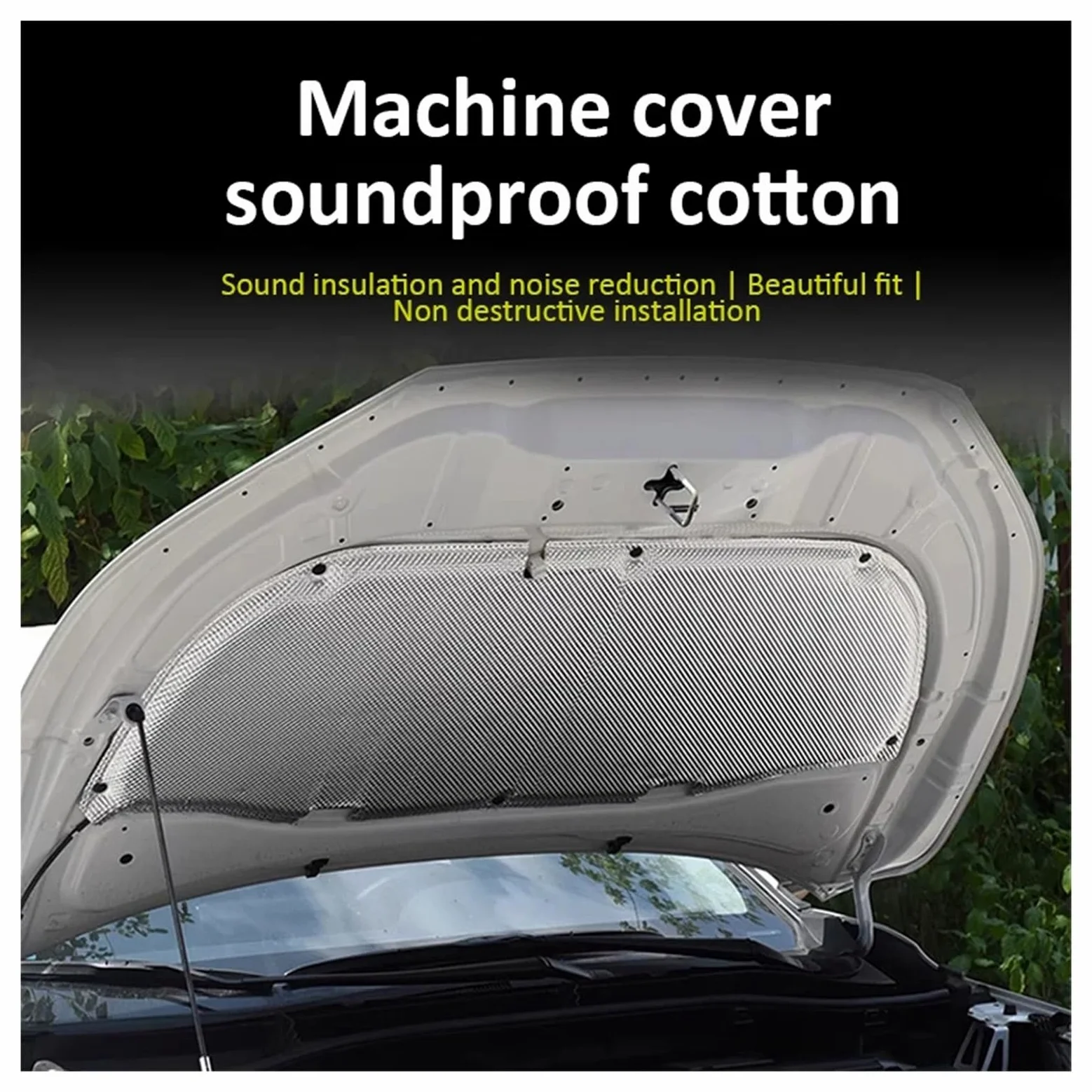Funda de algodón para la Pantalla insonorizante del capó Delantero del Ford Mondeo Fusion 2013-2016 Aislante térmico y acústico para el cortafuegos del Coche (Material Pet).