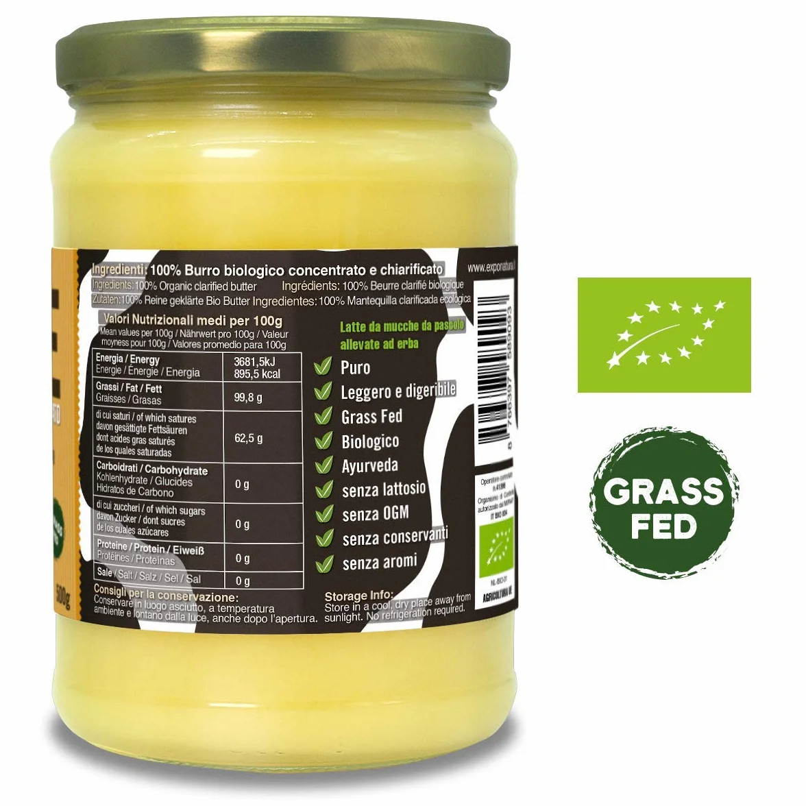 Exponatura Ghee orgánico Mantequilla clarificada 500 g