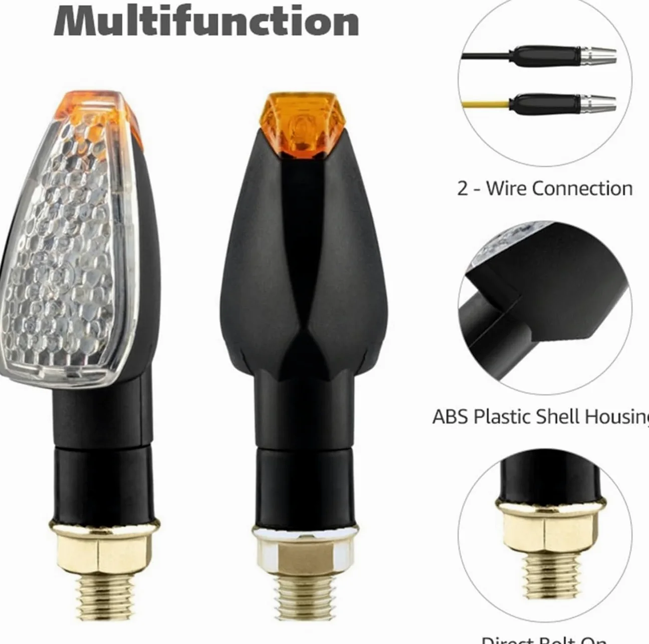 Genérico Indicadores de motocicleta Intermitentes para motocicleta M10 E-mark de 12 V y 24 V, homologados, luz ámbar intermitente de 14 LED.