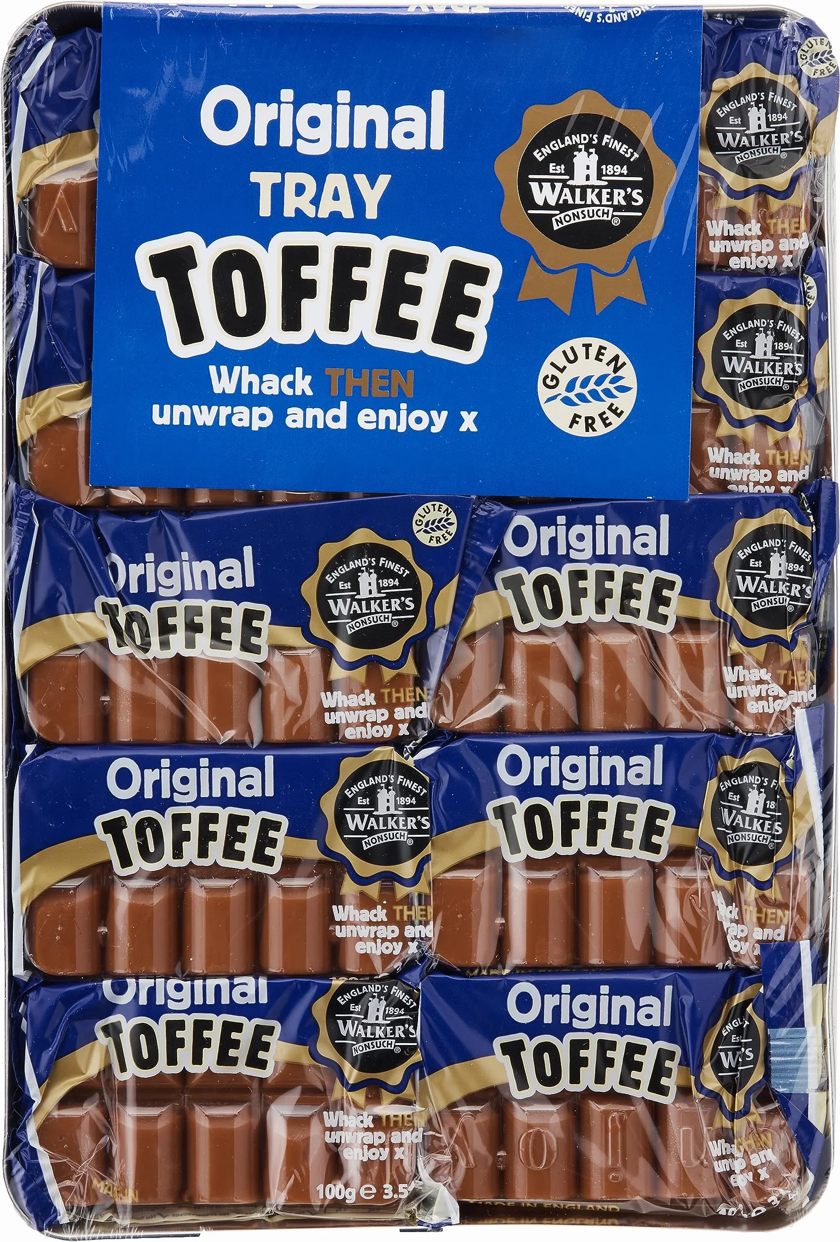 WALKERS NONSUCH Original Creamy Toffee Bars 100 g Pack of 10