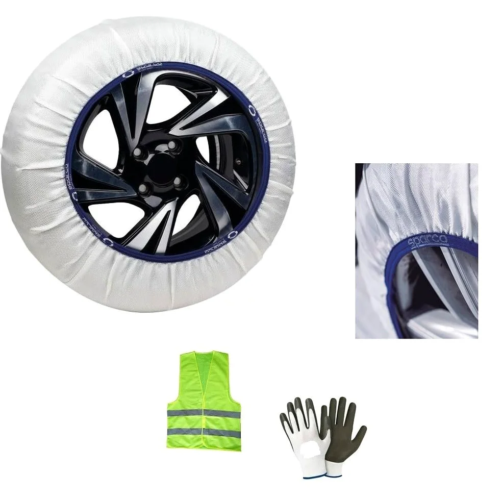 Calcetines DE Nieve Y Hielo para NEUMÁTICOS DE Coche para MEDIR Ruedas Y NEUMÁTICOS 155/60 R15 Talla S EN Tela 1 PAR DE Calcetines =2 Piezas DE Calcetines SPARCO Silent HOMOLOGADOS
