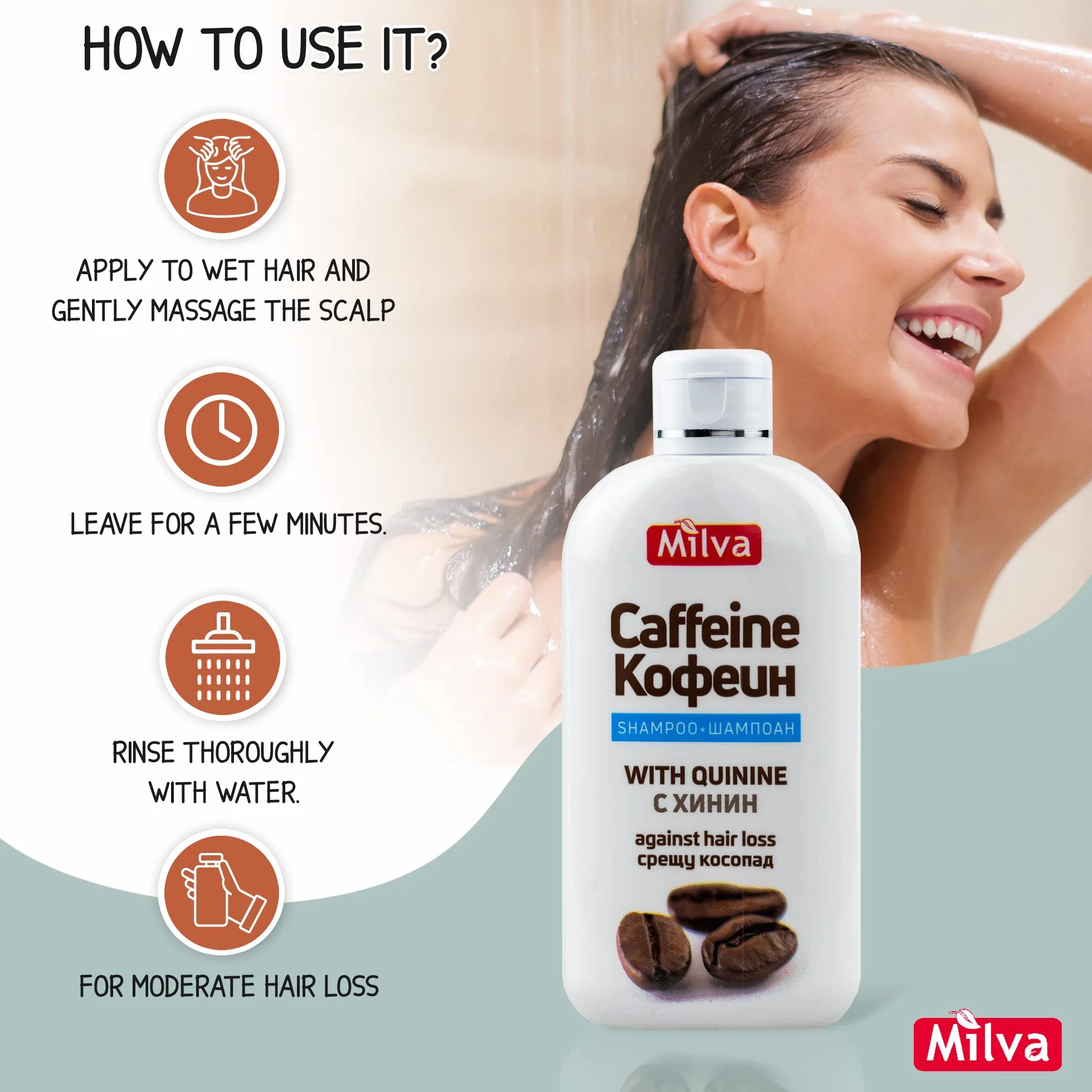 Milva Champú con Cafeína y Quinina 200 ml Fortalecedor para Cabello Fino