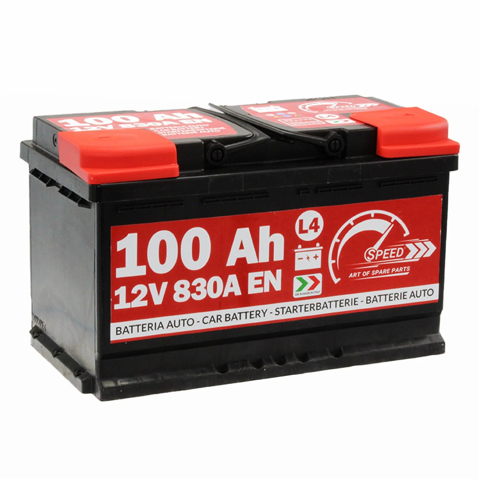 Speed - Batería de arranque de coche original L4 de 100 Ah, 12 V, 830 A +DX | polo positivo a la derecha