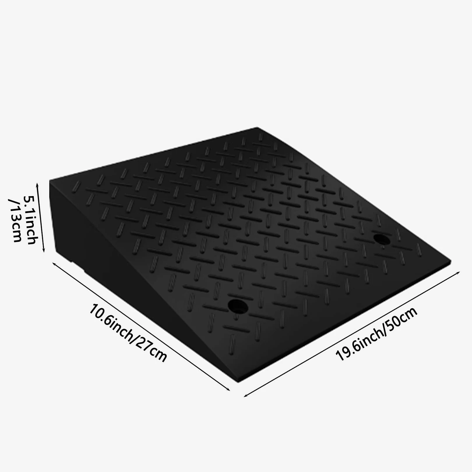 Rampa de Goma para Aceras, Rampa de Umbral, Rampa para Sillas de Ruedas, Rampa para AutomóViles, Rampa PortáTiles, Escalones para el Hogar con Superficie Antideslizante, 2 Piezas(Size:50X27X13cm)