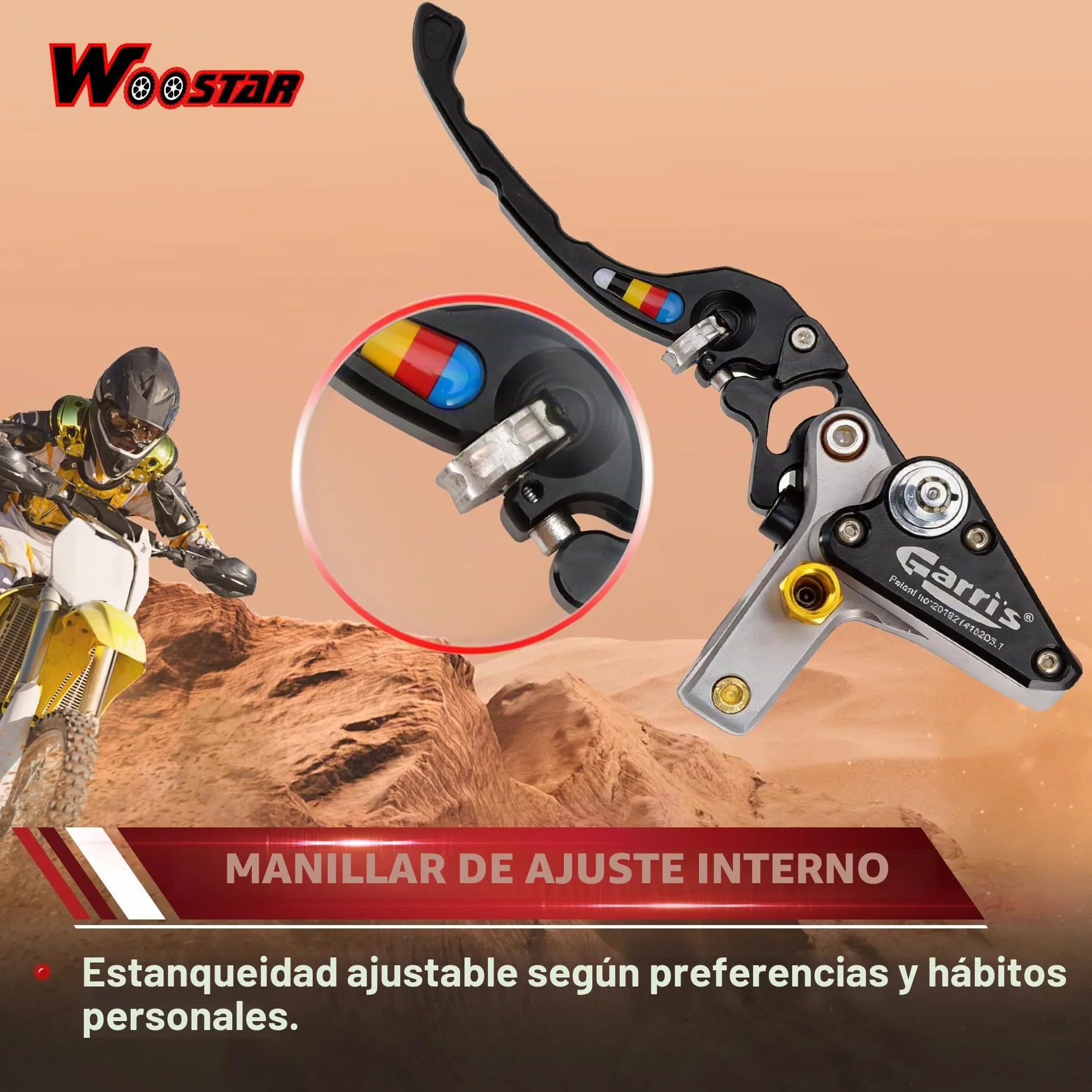 WOOSTAR Motocicleta Embrague Hidraulico Kit Cilindro Maestror con CNC Palancas de Freno Reemplazo para Suzuki GSX650F CR250 Dirt Pit Bike Plata