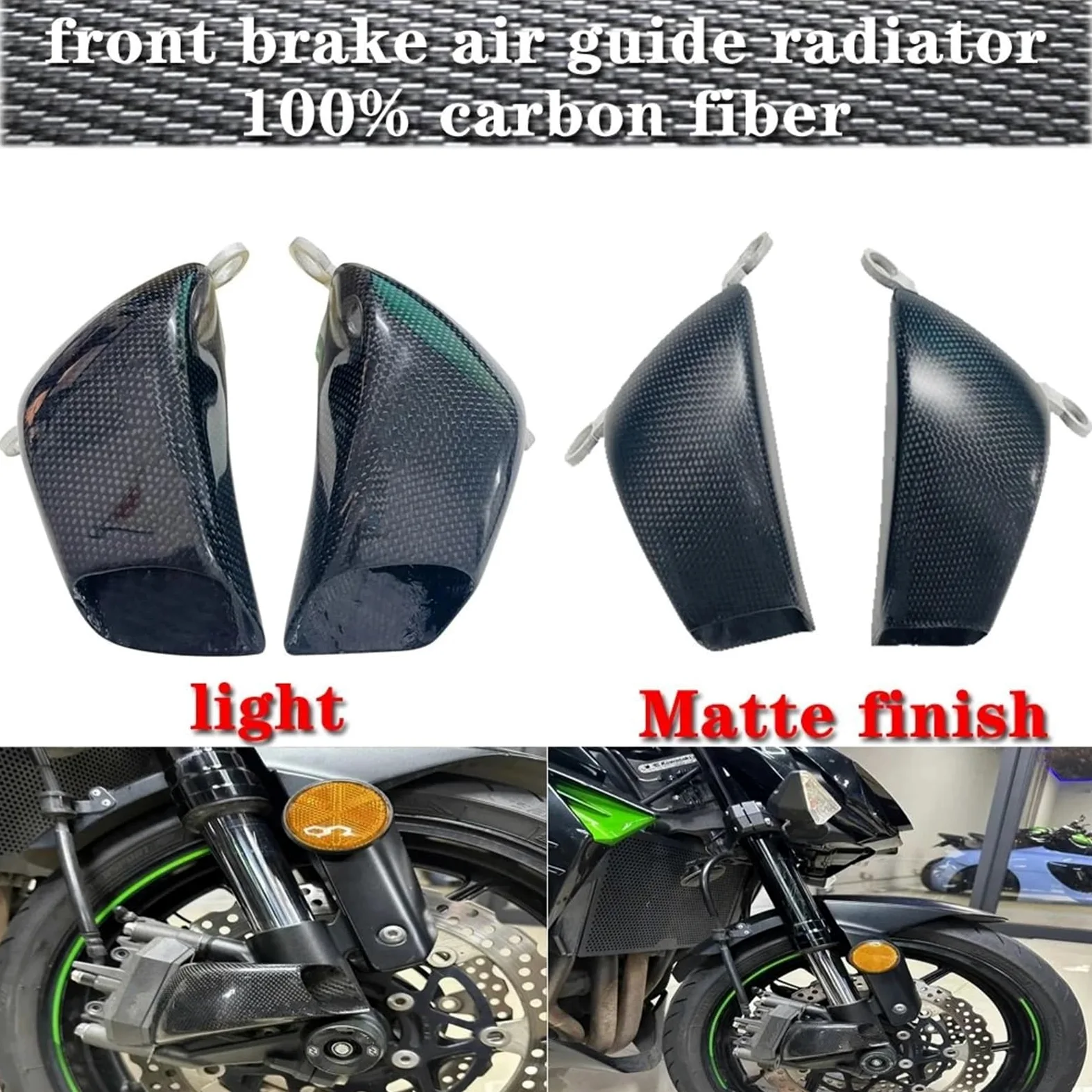 Conductos de refrigeración de Aire de Pinza Compatible con Pinza de Fibra de Carbono Kawasaki Z1000, disipación de Calor y radiador de guía de Aire del Freno Delantero.(Light)