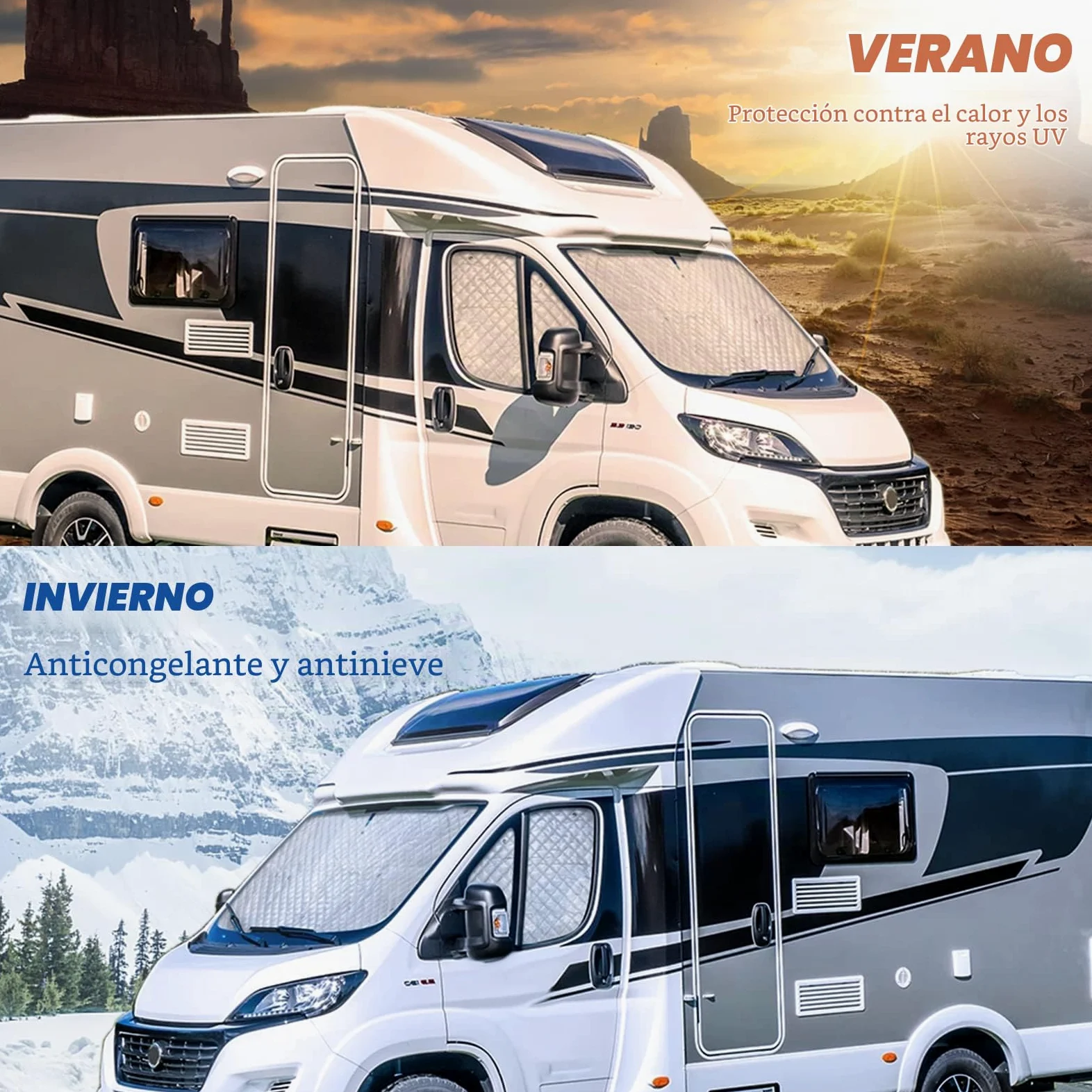 Protector de Parabrisas para Cubierta de Parabrisas de Coche para FIAT Ducato 2006-2021,Parasol Coche Termico,Cubierta de Parasol Interna para el Automóvil,Parasol Plegable（3 Piezas ）