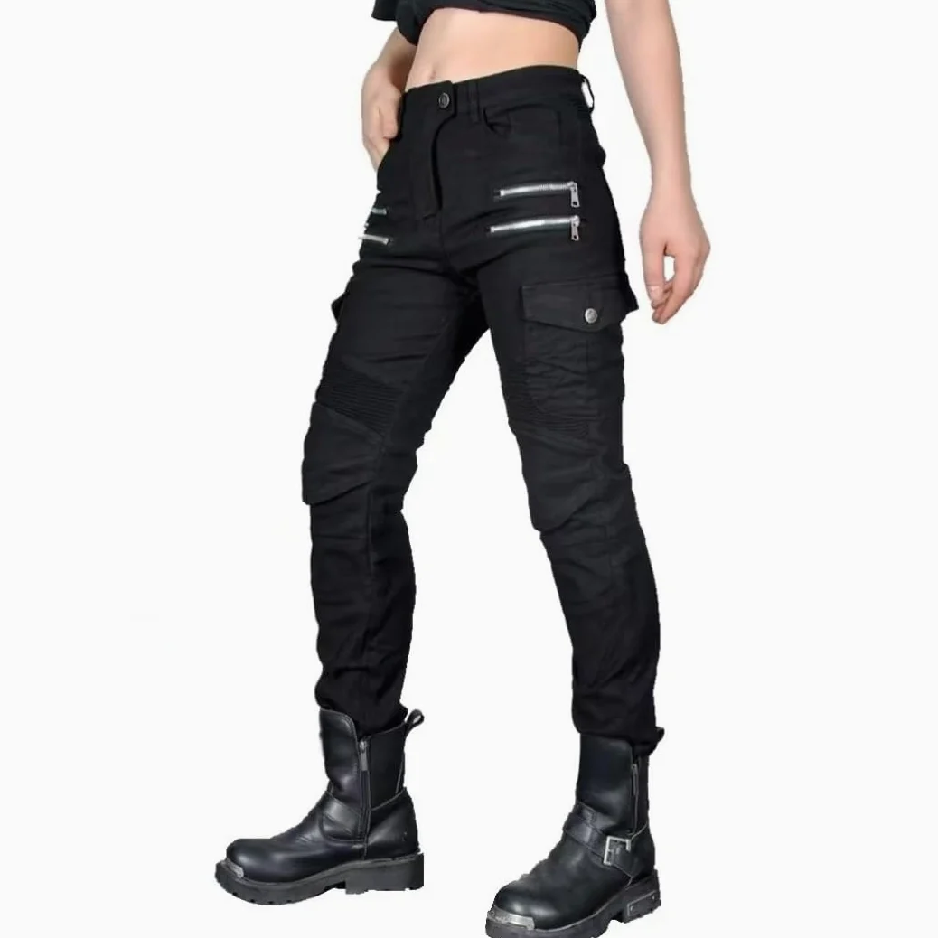 Mujer Moto Jeans Motocicleta Pantalones con Almohadilla Protectora