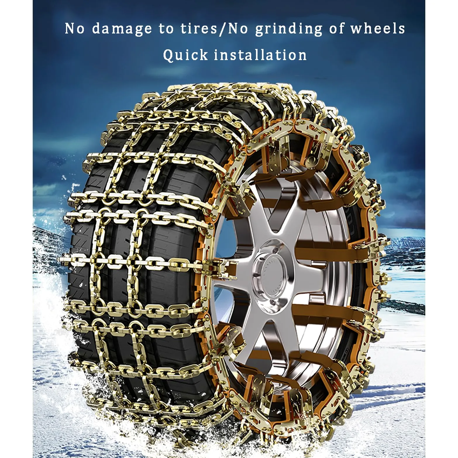 1/2 Pcs Cadenas Coche Nieve Cadenas de Nieve para Coche Universal Reusable Anti Snow Chains Instalación Rápida y Fácil Montaje Rápido Cadenas Nieve para la Mayoría de Automóvil SUV