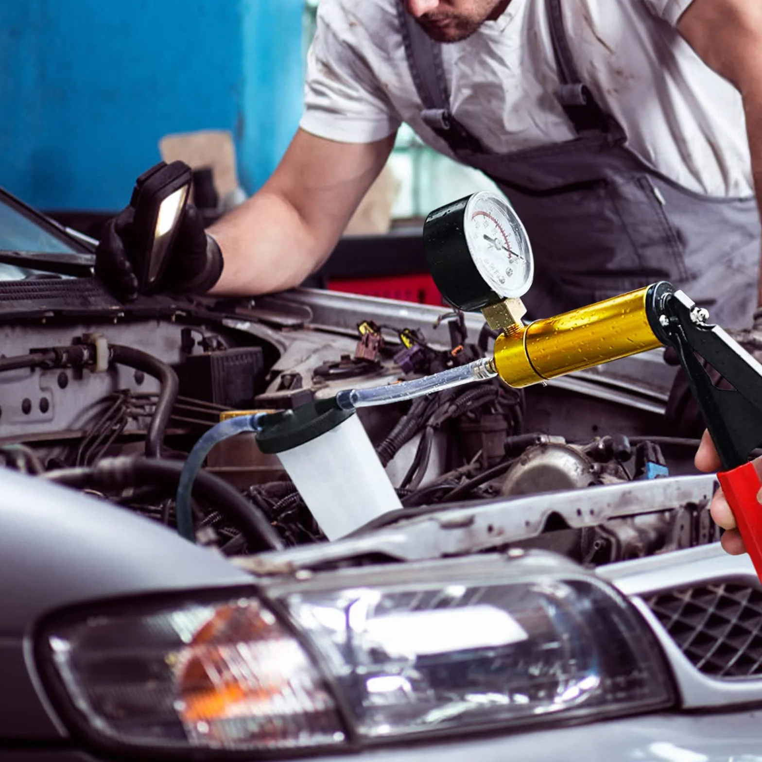 Equipo de Purga de Frenos de Freno de probador de Bomba de vacío con medidor de vacío, Adaptador para vehículo automotriz, camión y Moto