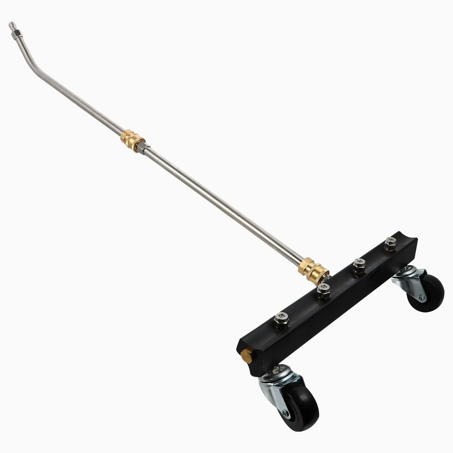 Limpiador de Tren de Aterrizaje para Hidrolimpiadora de Alta Presión Cepillo de Acero Inoxidable, Varillas Recta y Curva, Herramienta para Limpiar Bajos de Coches Ruedas