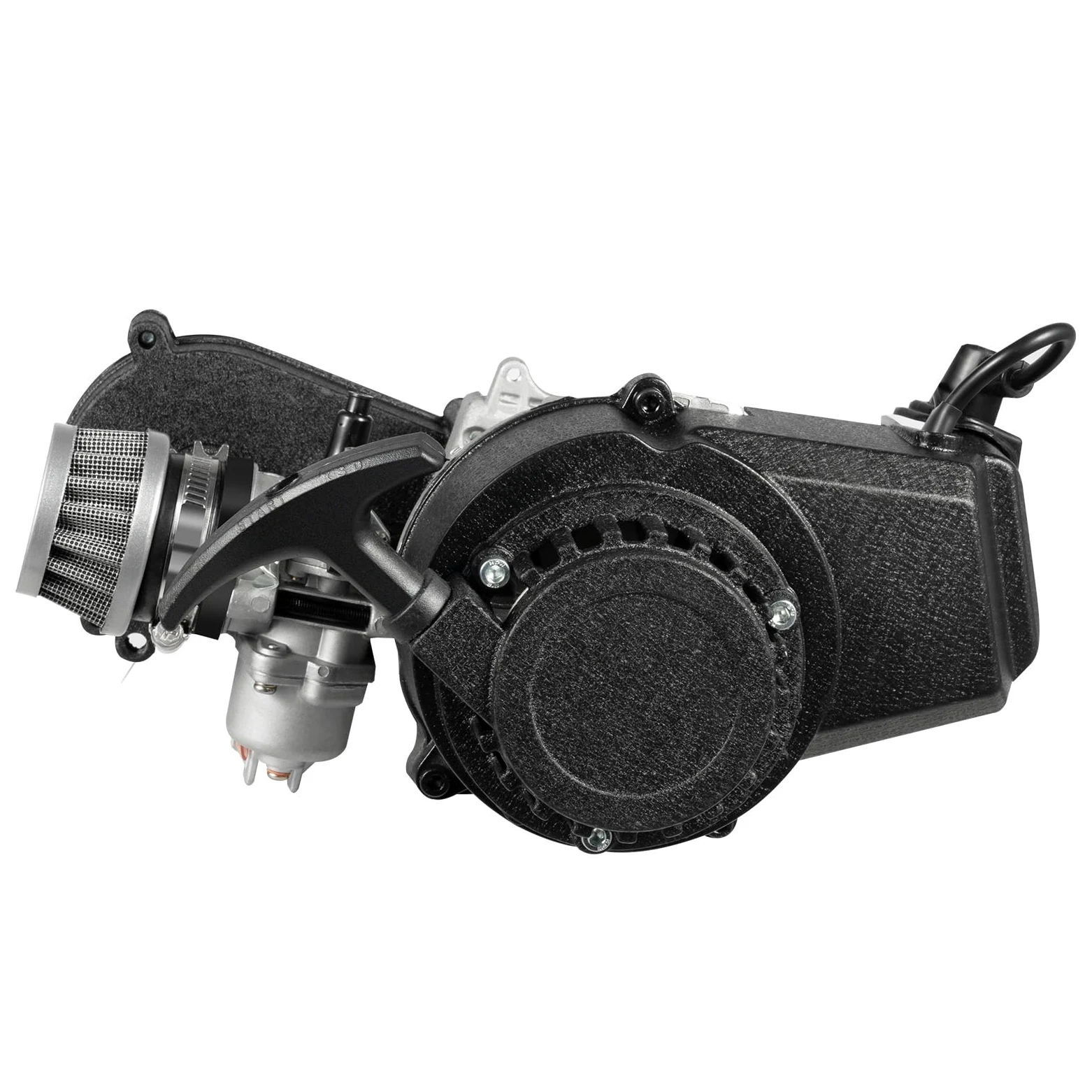 Motor de 2 tiempos 49 cc Kit, motor minimoto Pocket Bike 1,9 kw, motor Cross 50 cc completo con cambio CVT, encendido electrónico, refrigeración aire, depósito 1,2 l, para mini moto, scooter, quad
