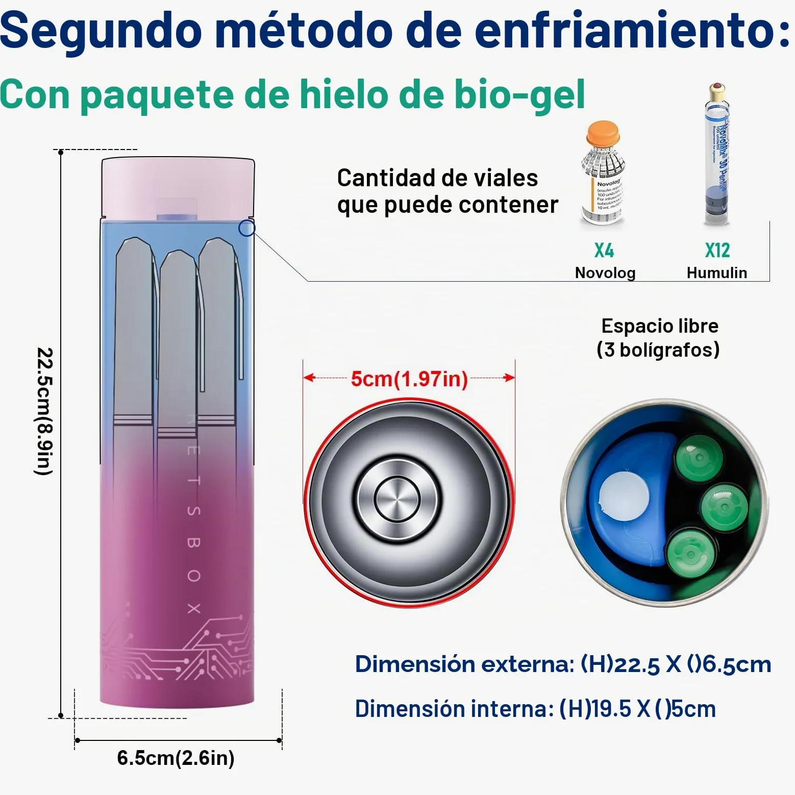 USB Nevera Insulina de Viaje 2-8 °C, 4 pluma Enfriador Portátil de Viaje para Medicamentos con bolsa de gel, mini refrigerador de insulina bolsas, magenta