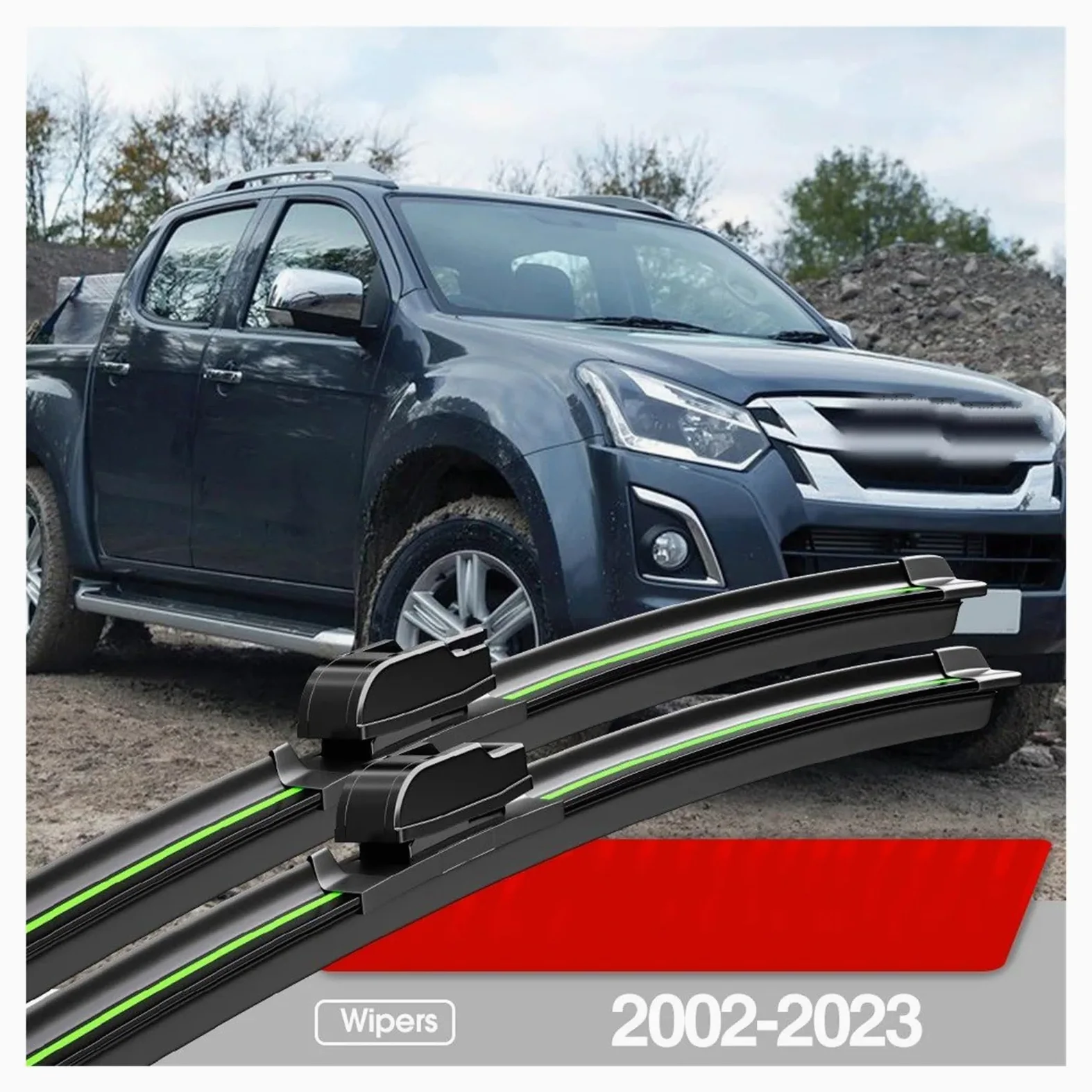 Limpia Parabrisas 2 Escobillas Limpiaparabrisas Delanteras para Isuzu para D-MAX 2002-2023 Accesorios Parabrisas Escobillas Limpiaparabrisas(Black,2020-2023)