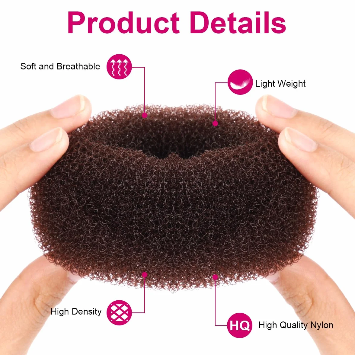 URAQT Donut Moño De Pelo 4PC Accesorios de Peinado Kit con 30 Horquillas en Forma de U para Bailarines Niñas Mujeres Marrón rojizo
