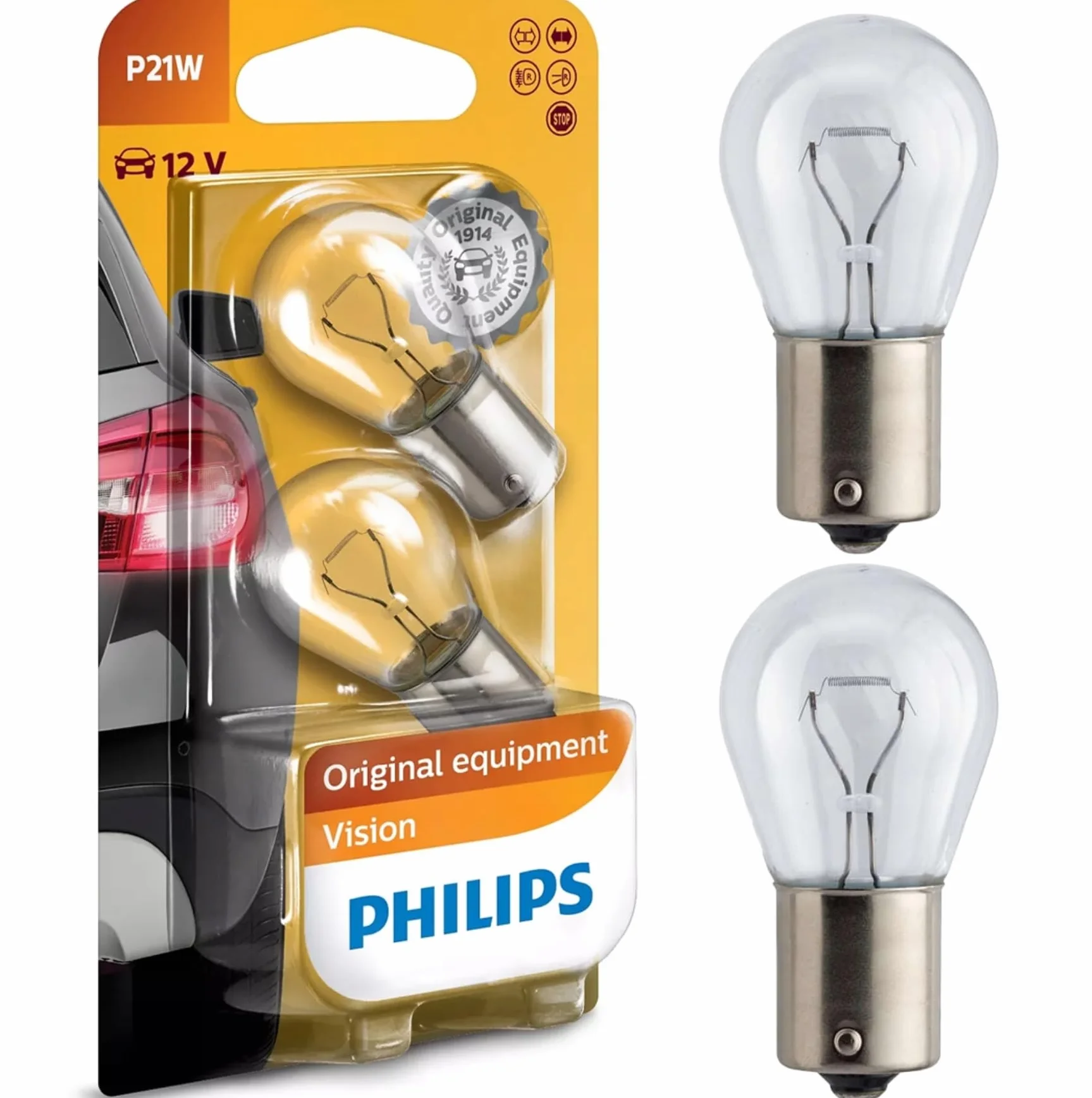 17237 - Blister 2 lámparas Bombillas p21w Standard philips 12v 21w ba15s
