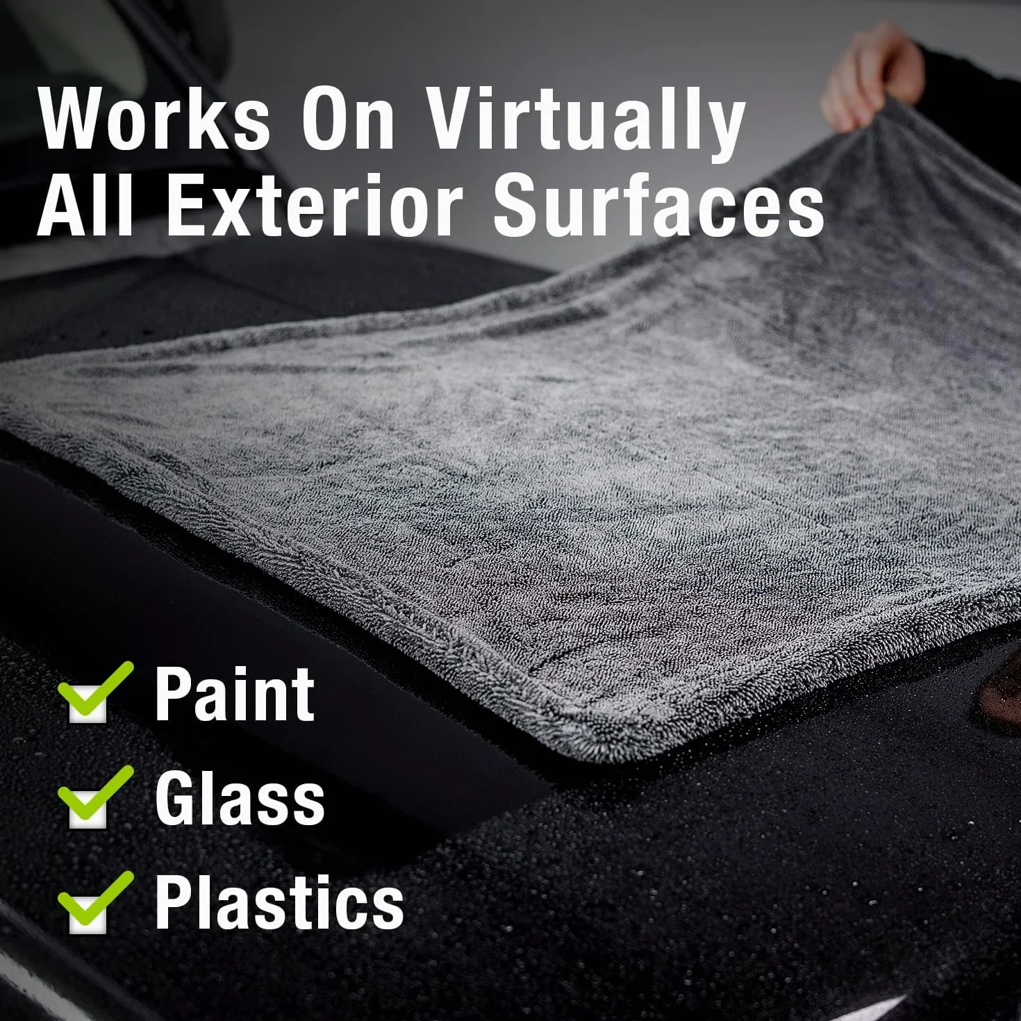 ExoForma Mega - Toalla de secado de coche de 2 unidades, sin rayas, arañazos o manchas de agua, microfibra grande de alta calidad de 1200 g/m², diseño de pelo de doble torsión y sin bordes para 1