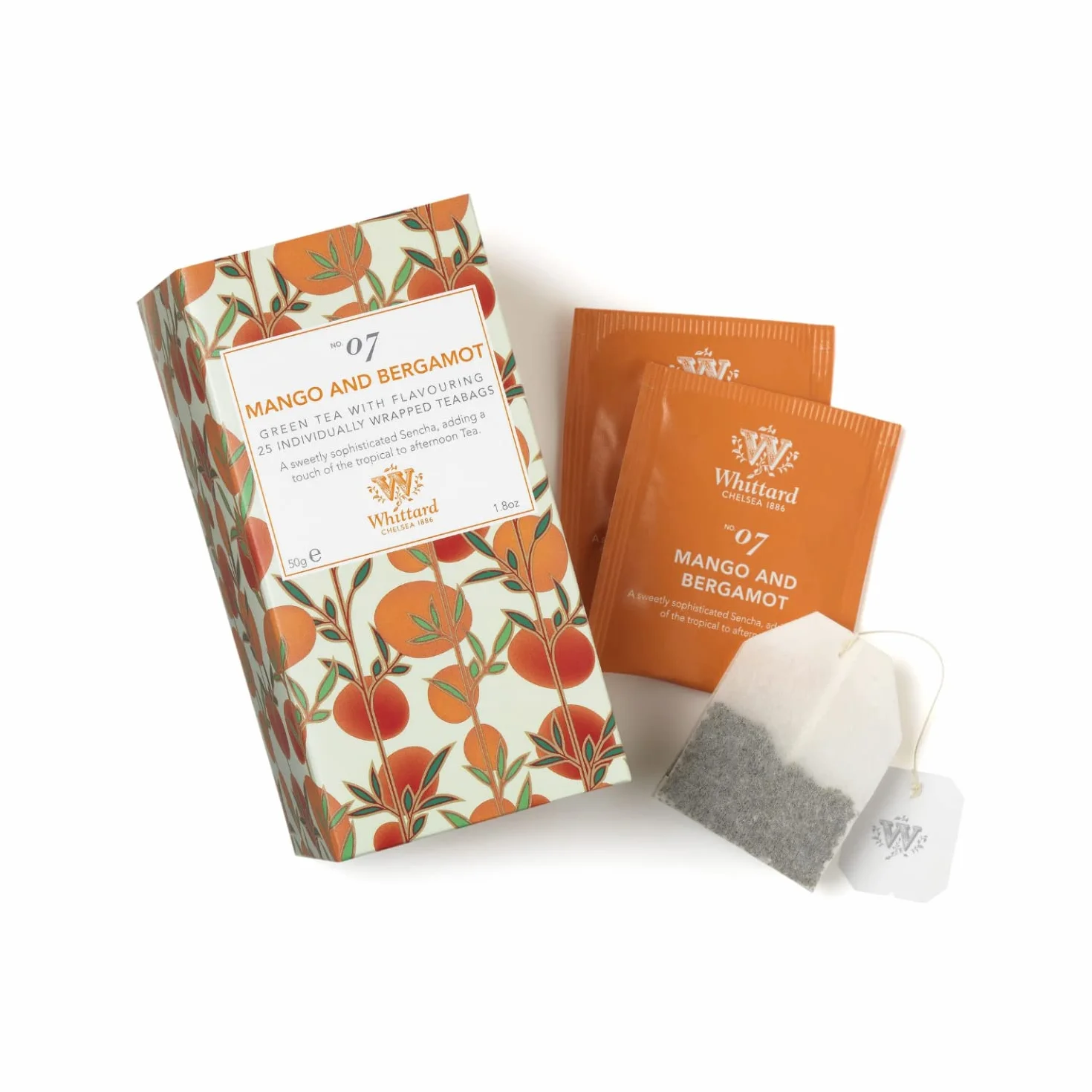 Whittard Té blanco sabor pétalo rosa Té verde mango bergamota 2 x 25 bolsitas 2 x 50 Gr