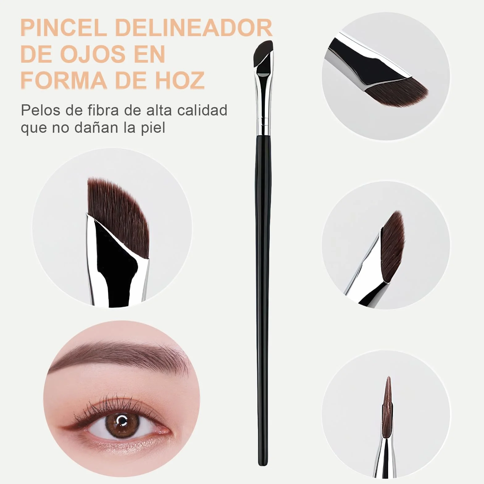 VEGCOO 8 Pinceles Delineador de Ojos, Maquillaje de Ojos Profesional