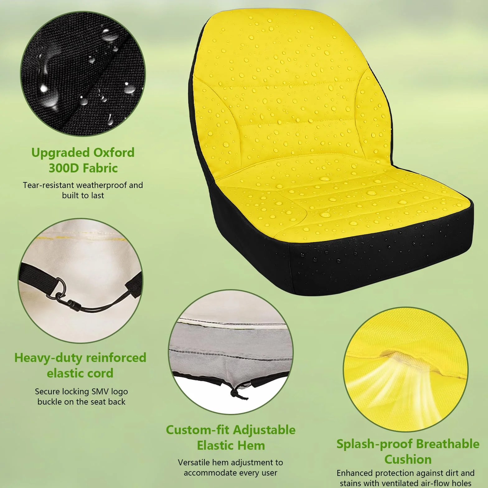 Funda de Asiento para cortacésped Tractor, Tela Oxford 300D, Funda LP68694 Compatible con John Deere Tractor & Gator 1025R 2025R, Resistente a la Intemperie hasta 45 × 12 cm