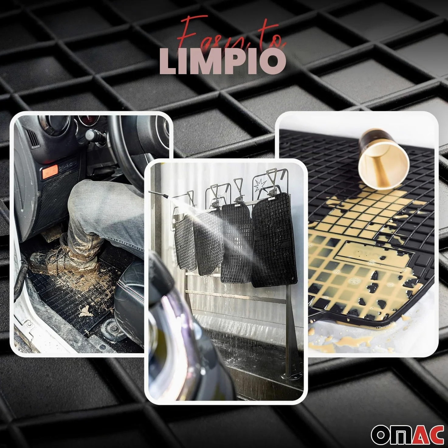 OMAC Alfombrillas de Goma Compatibles con Seat Arona 2017-2026 Alfombrillas de Coche Goma Negro 4tlg | Alfombrillas de goma para todo tipo de clima, antideslizantes, producto específico para vehículos, impermeables