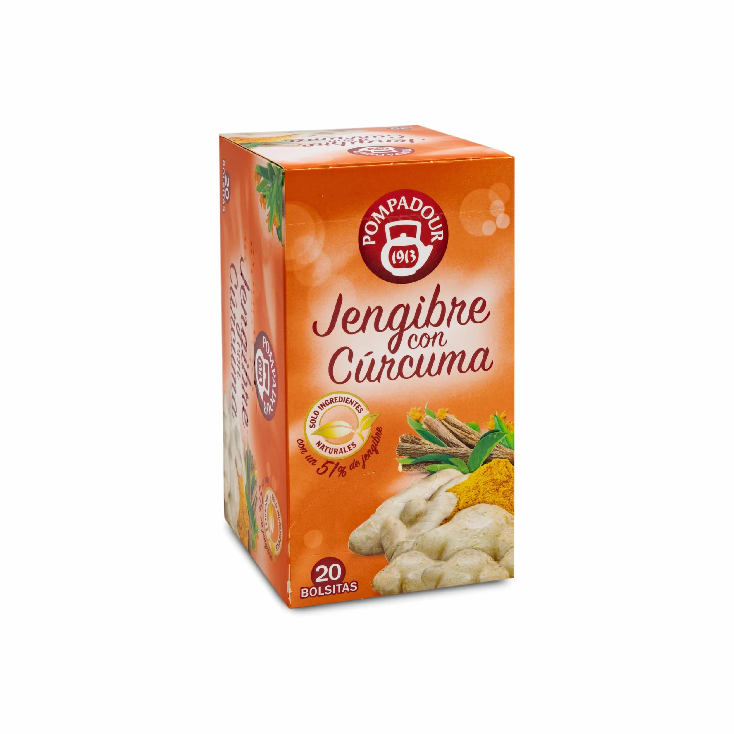 Pompadour Infusión Jengibre Cúrcuma 20 Bolsitas